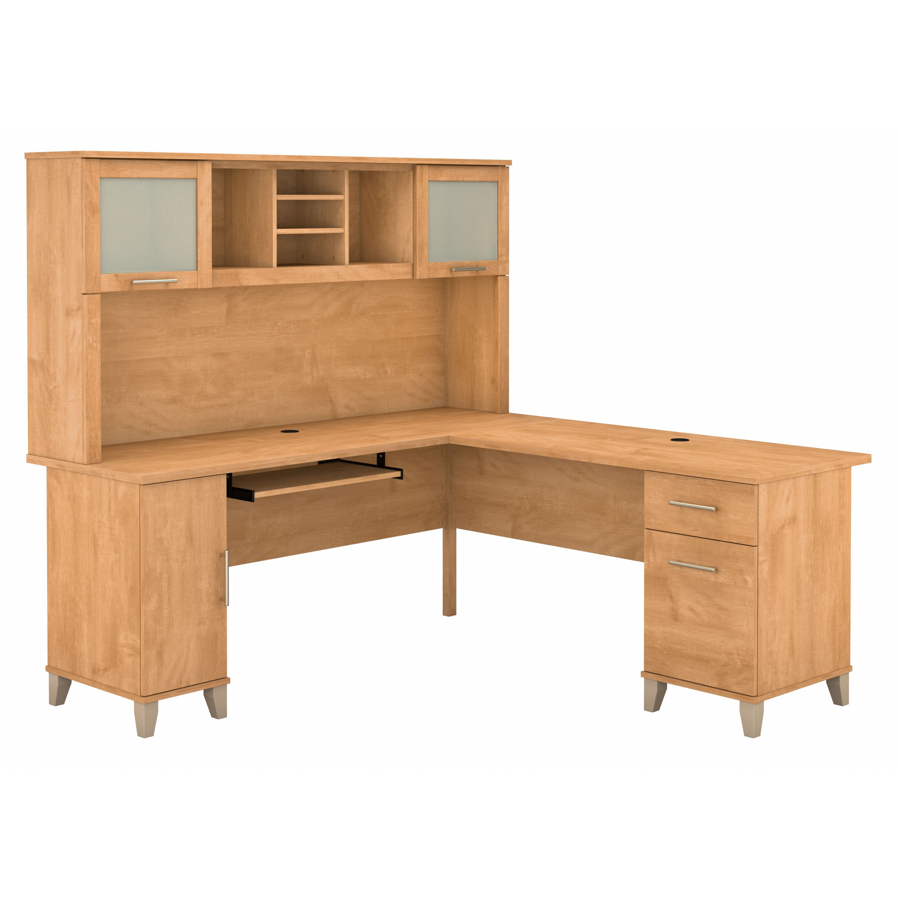 Shop Bush Furniture Somerset 72W L Shaped Desk with Hutch 02 SET001MC #color_maple cross