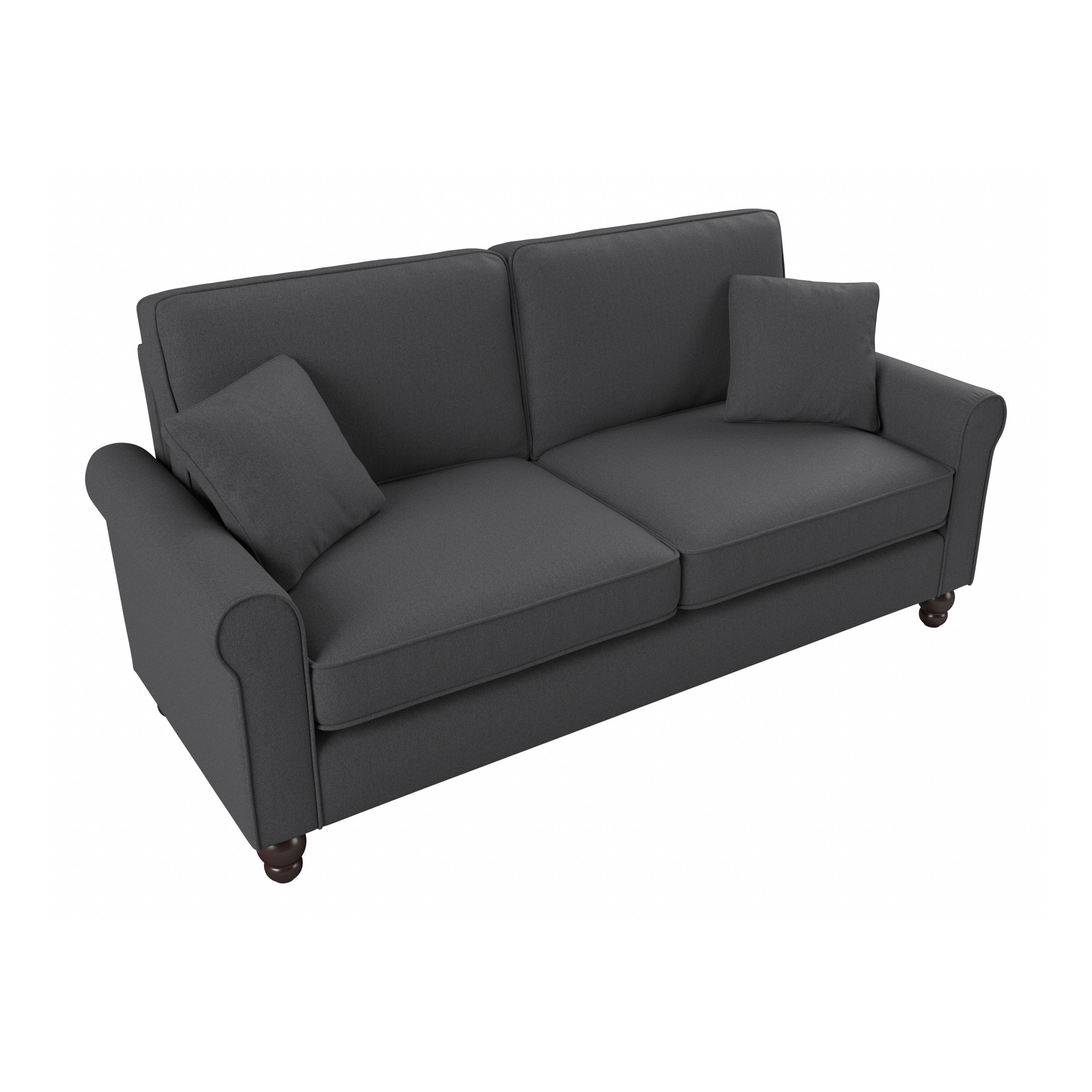 Shop Bush Furniture Hudson 73W Sofa 02 HDJ73BCGH-03K #color_charcoal gray herringbone fabr