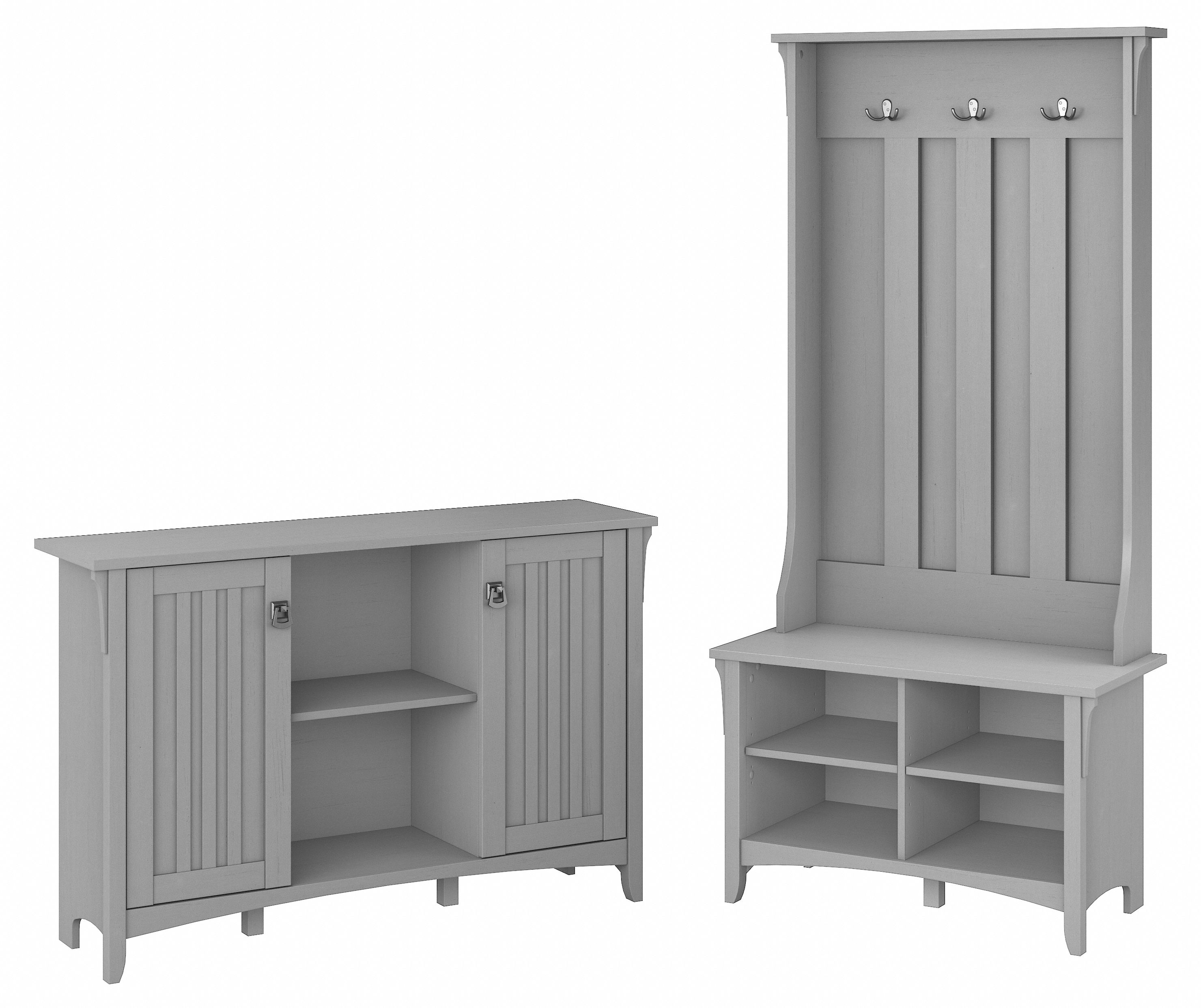 Shop Bush Furniture Salinas Entryway Storage Set with Hall Tree, Shoe Bench and Accent Cabinet 02 SAL008CG #color_cape cod gray