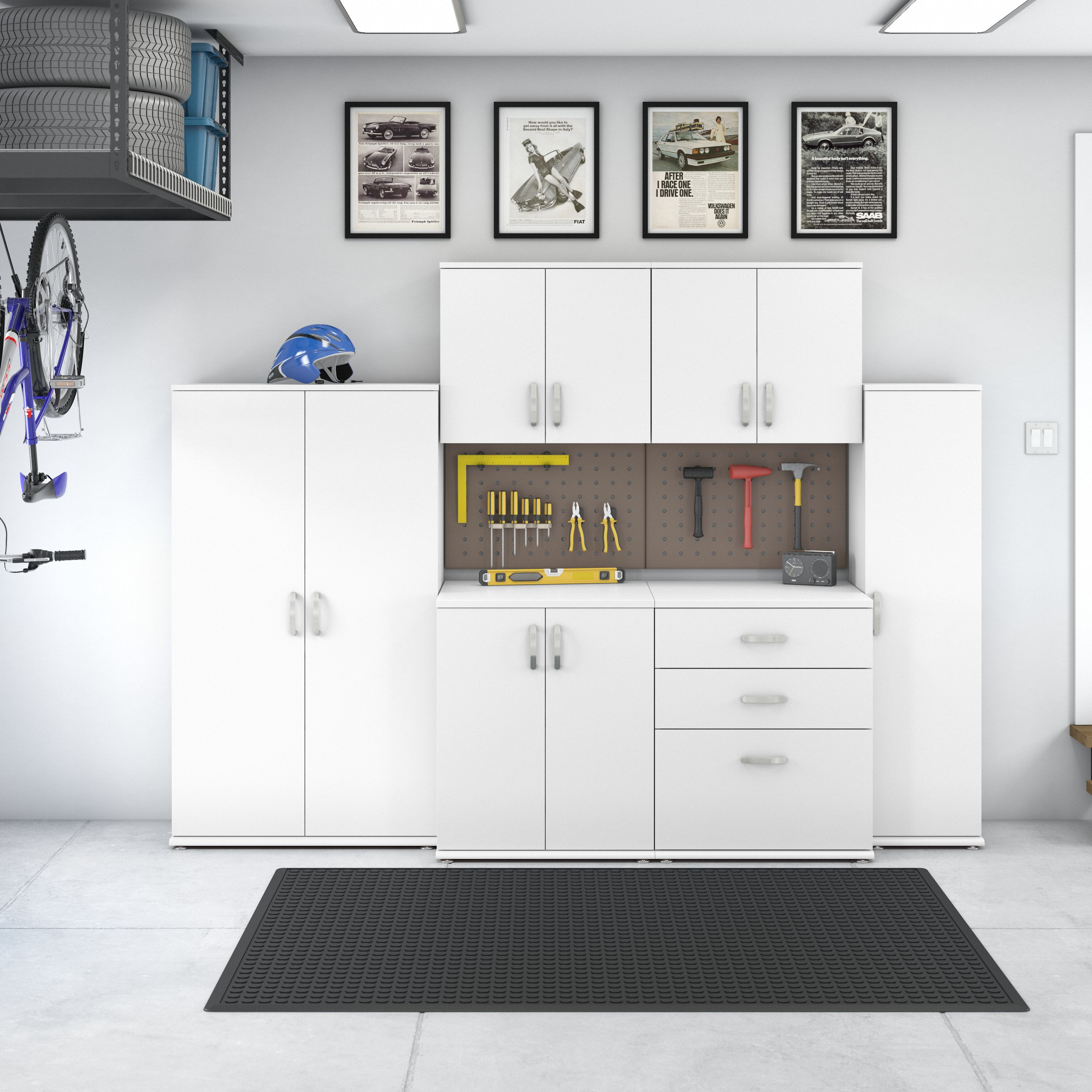 Shop Bush Business Furniture Universal 6 Piece Modular Garage Storage Set with Floor and Wall Cabinets 01 GAS002WH #color_white