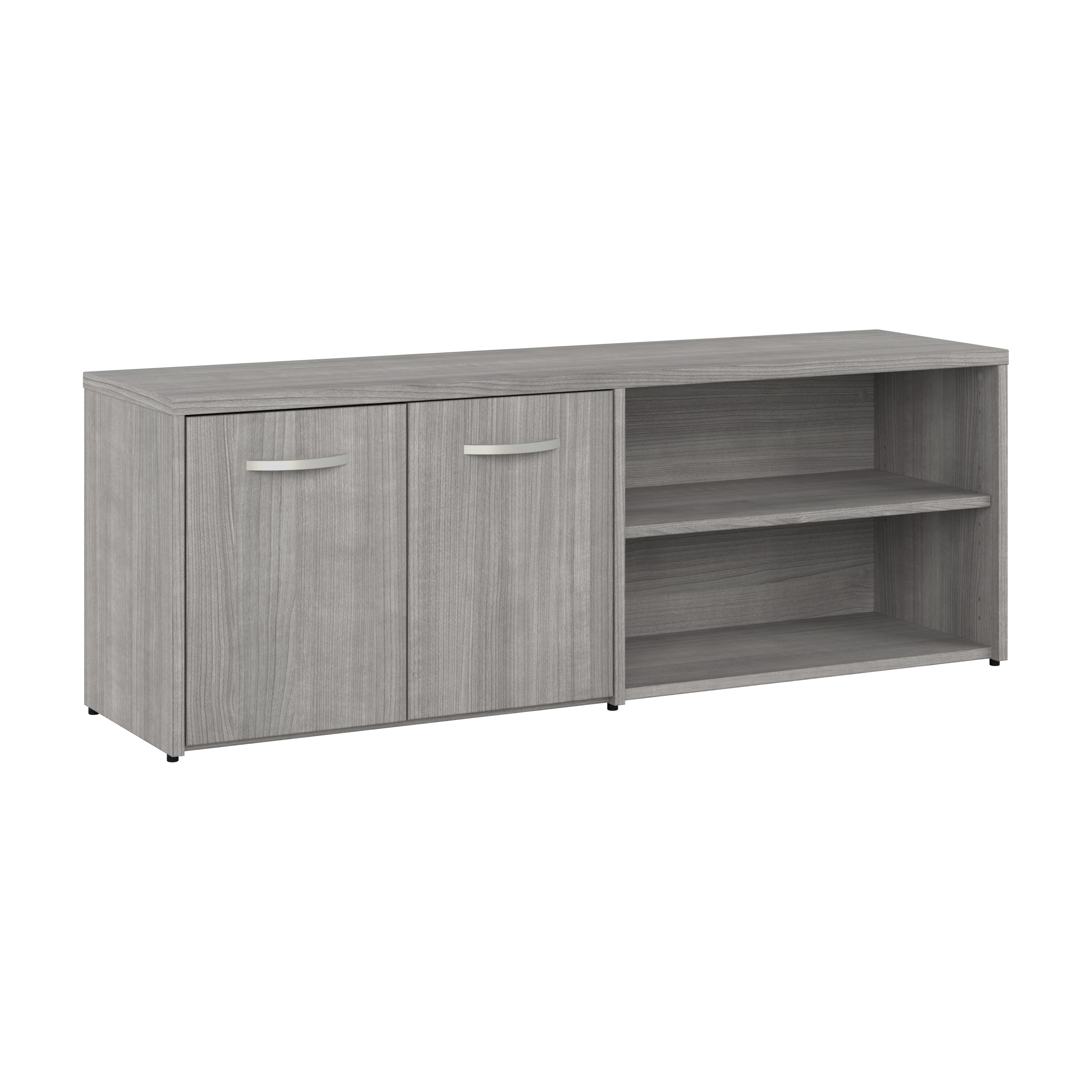 Shop Bush Business Furniture Studio C Low Storage Cabinet with Doors and Shelves 02 SCS160PG #color_platinum gray