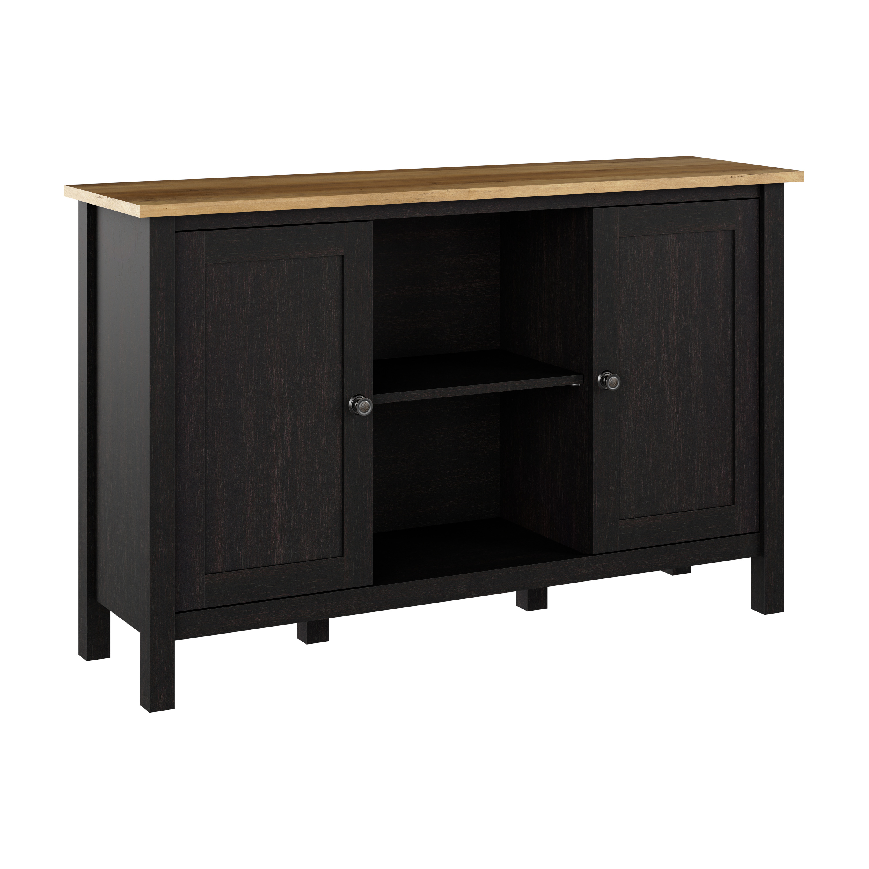 Shop Bush Furniture Mayfield Accent Cabinet with Doors 02 MAS148V2P-03 #color_vintage black/reclaimed pine
