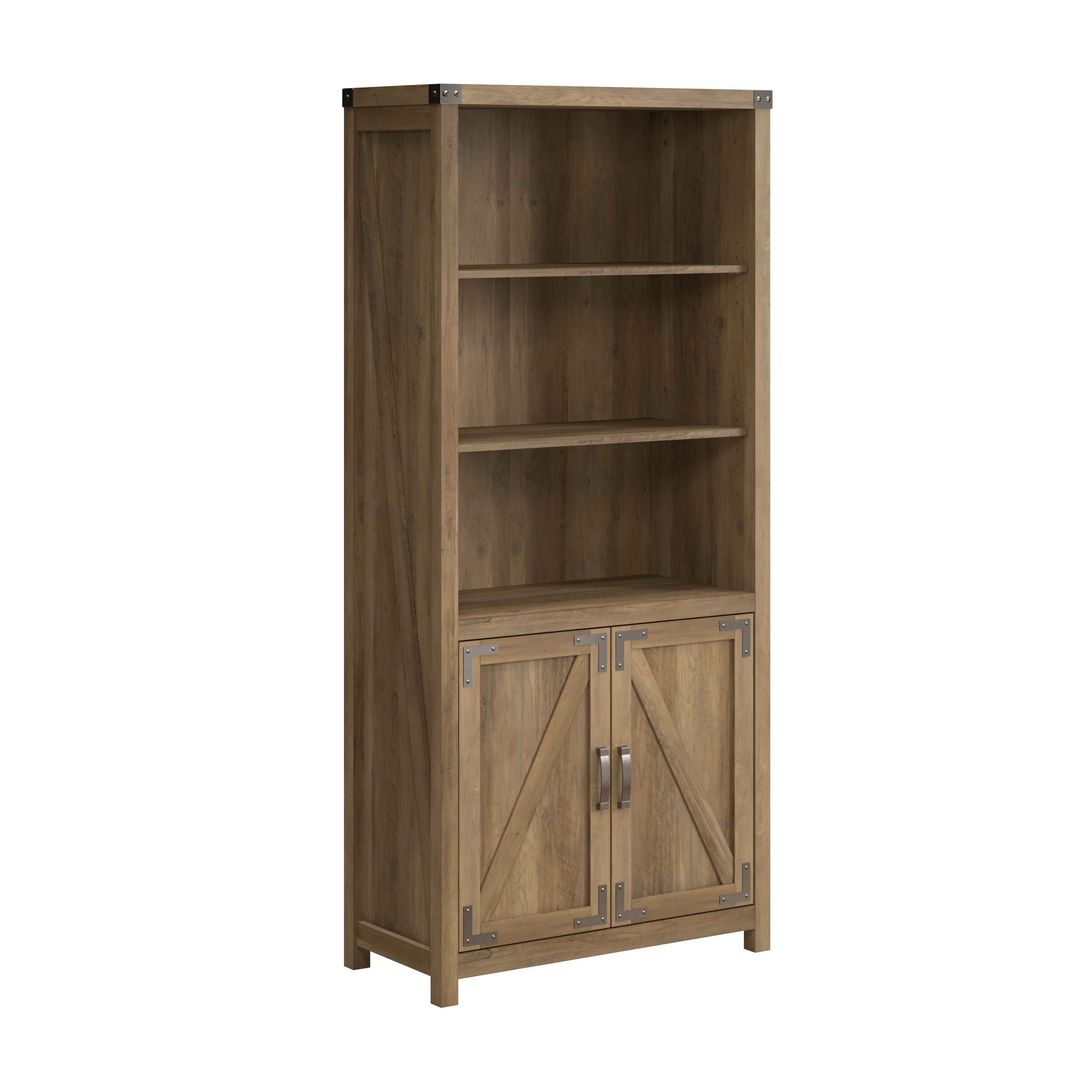 Shop Bush Furniture Knoxville Tall 5 Shelf Bookcase with Doors 02 CGB132RCP-03 #color_reclaimed pine
