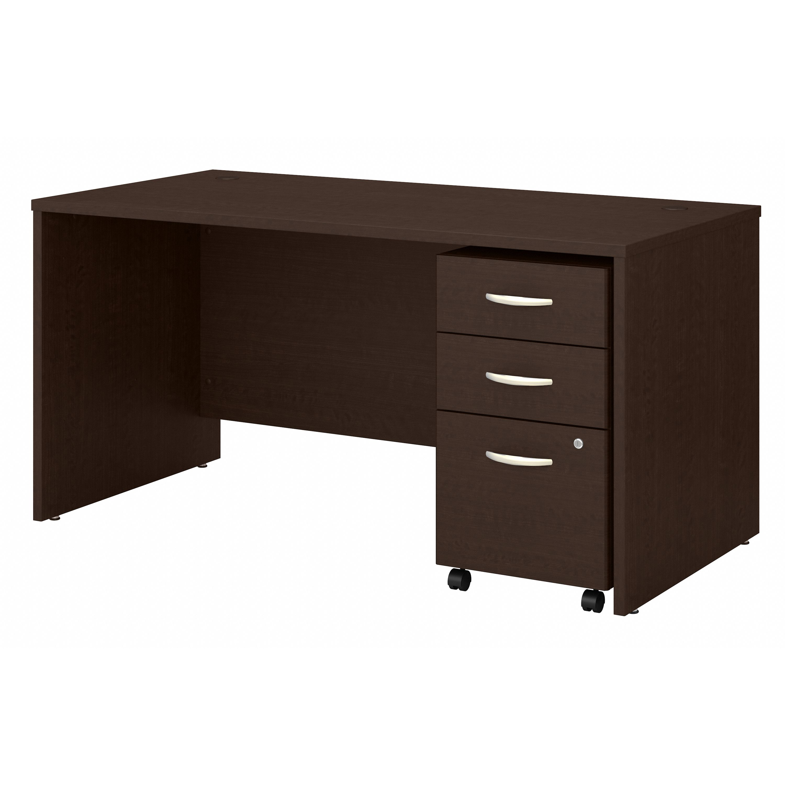 Shop Bush Business Furniture Series C 60W x 30D Office Desk with 3 Drawer Mobile File Cabinet 02 SRC144MRSU #color_mocha cherry