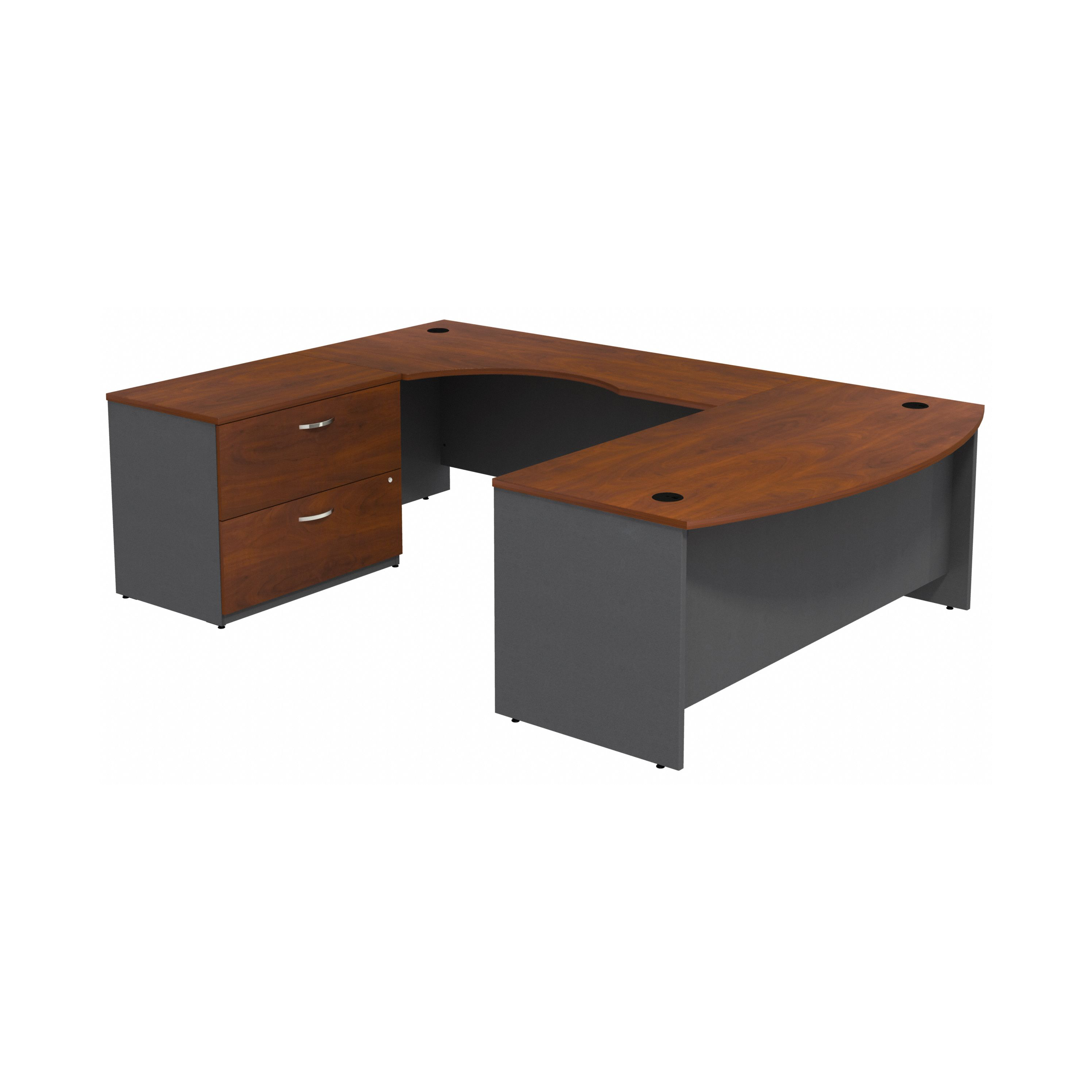 Shop Bush Business Furniture Series C Bow Front Left Handed U Shaped Desk with 2 Drawer Lateral File Cabinet 02 SRC019HCLSU #color_hansen cherry/graphite gray