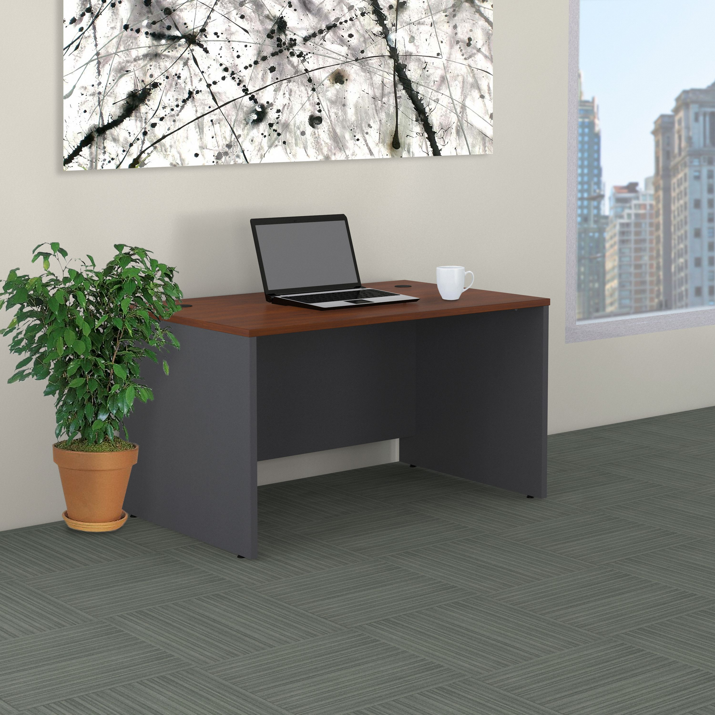 Shop Bush Business Furniture Series C 48W x 30D Desk 01 WC24448 #color_hansen cherry/graphite gray