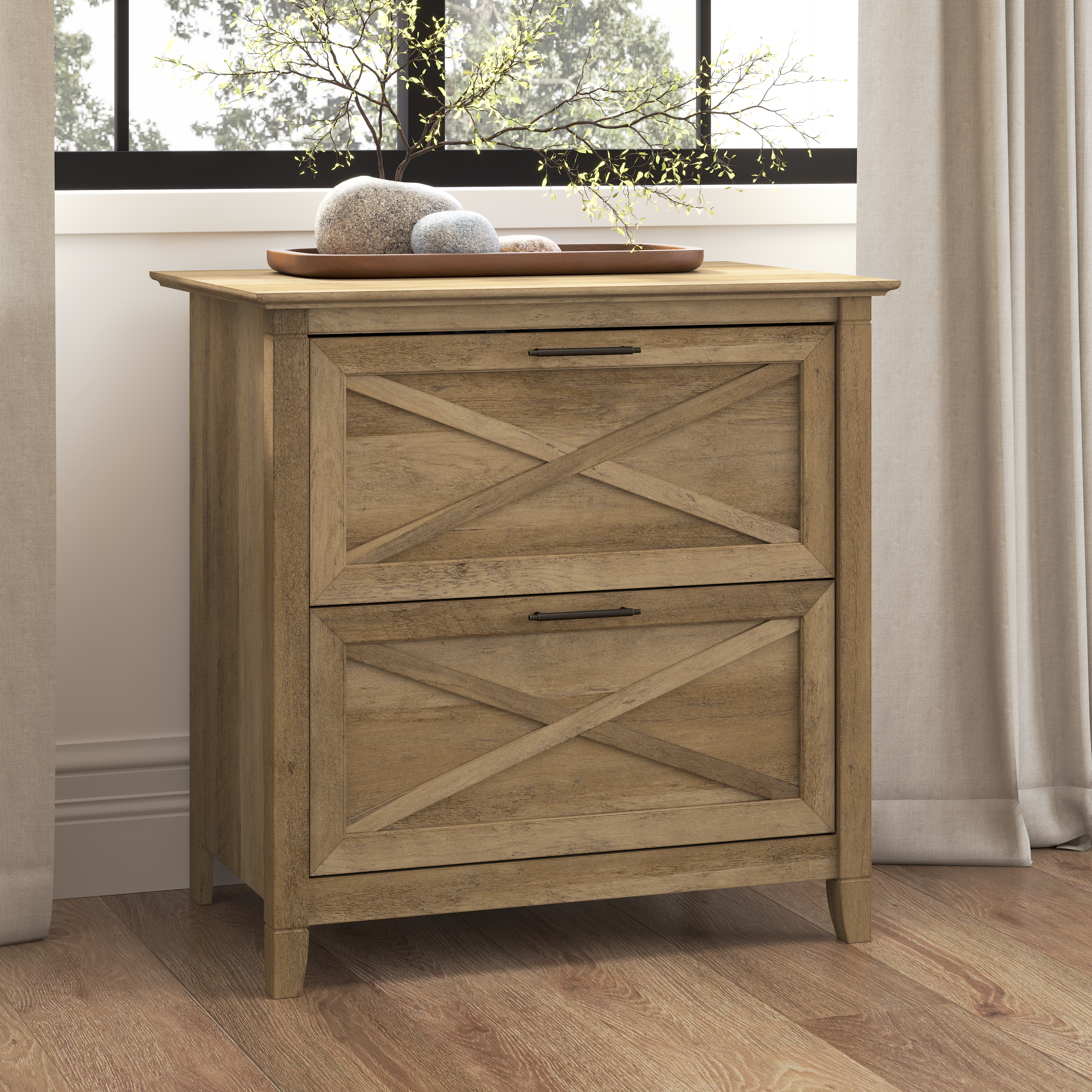 Shop Bush Furniture Key West 2 Drawer Lateral File Cabinet 01 KWF130RCP-03 #color_reclaimed pine