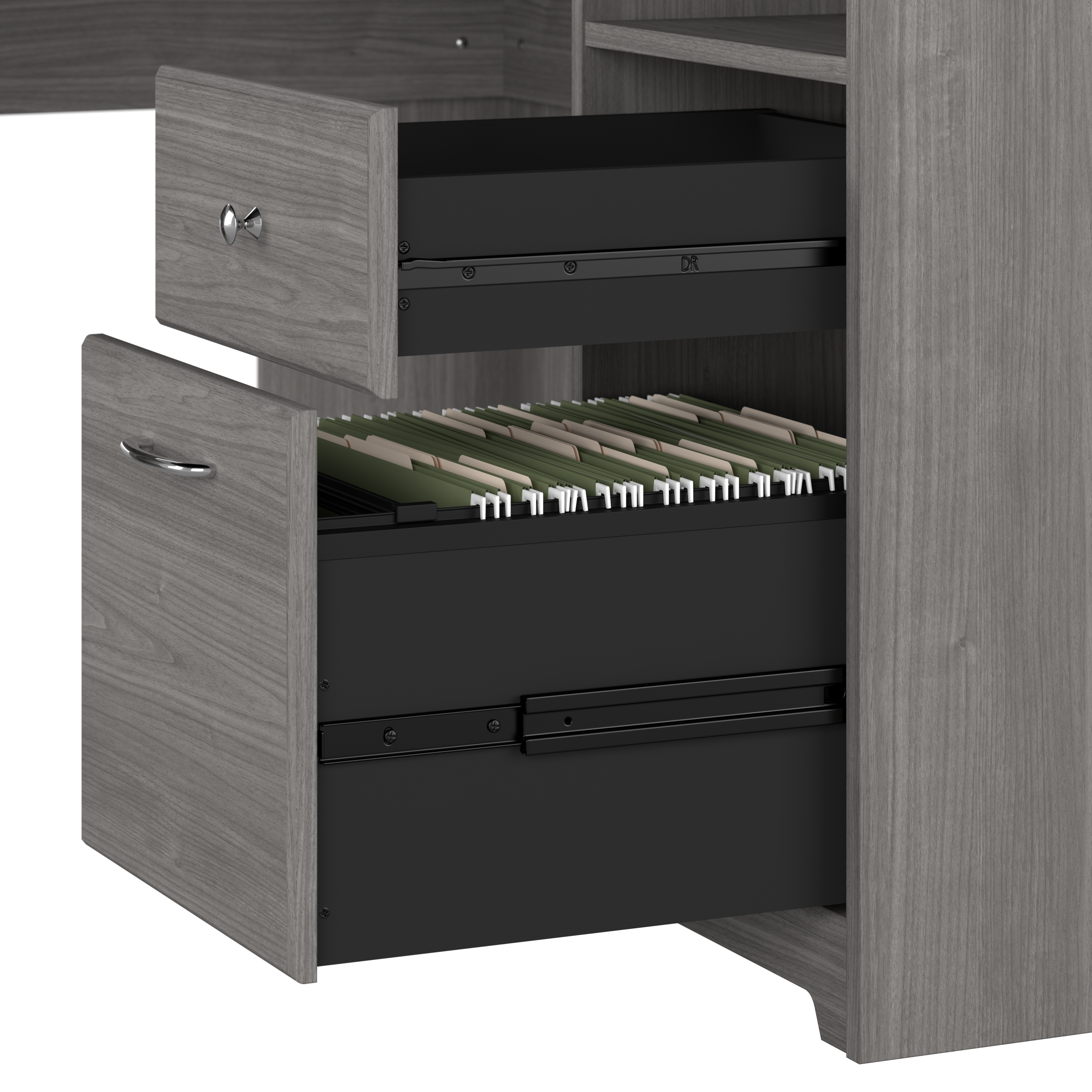 Shop Bush Furniture Cabot 60W L Shaped Computer Desk with Hutch and Storage 03 CAB001MG #color_modern gray