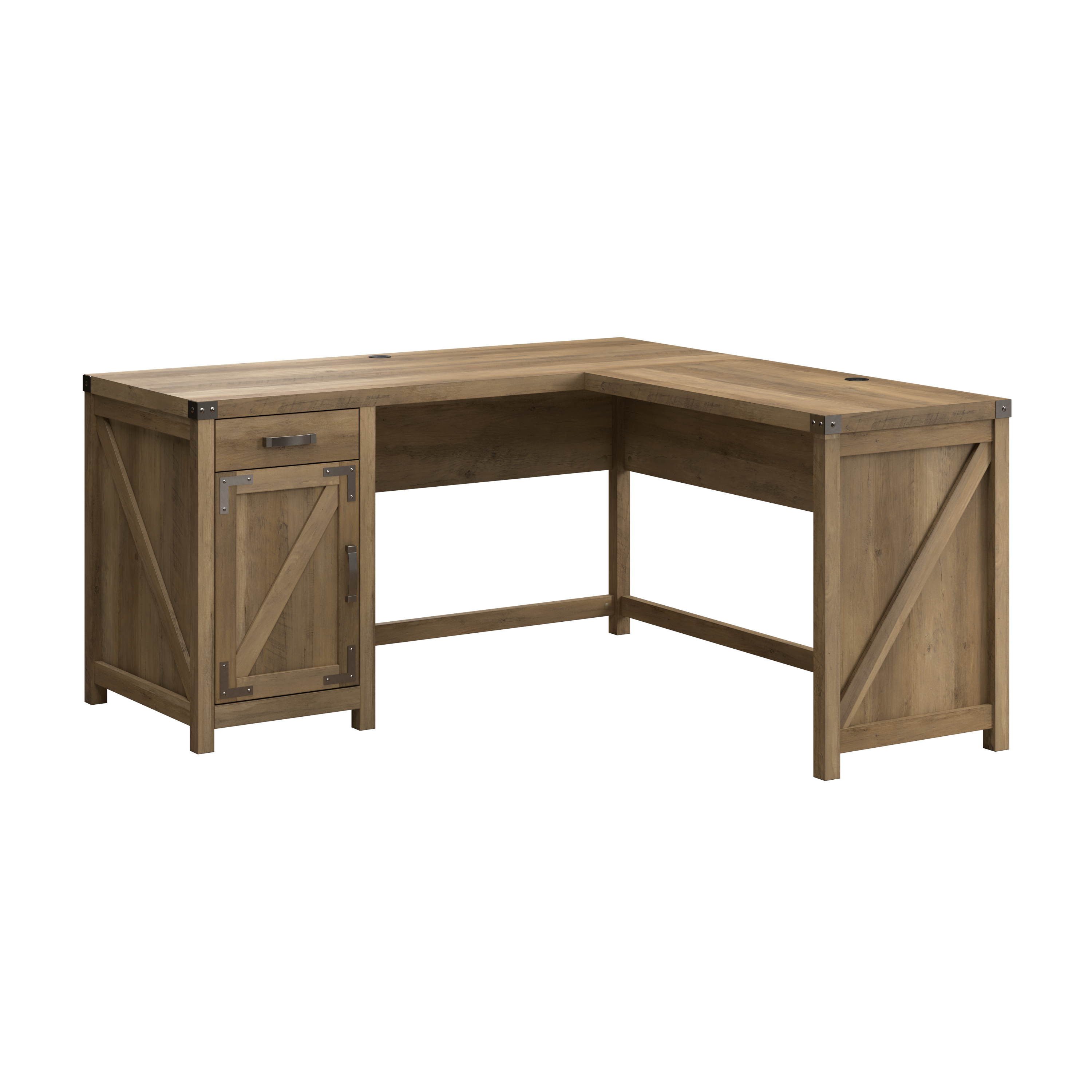 Shop Bush Furniture Knoxville 60W L Shaped Desk with Drawer and Storage Cabinet 02 CGD160RCP-03 #color_reclaimed pine