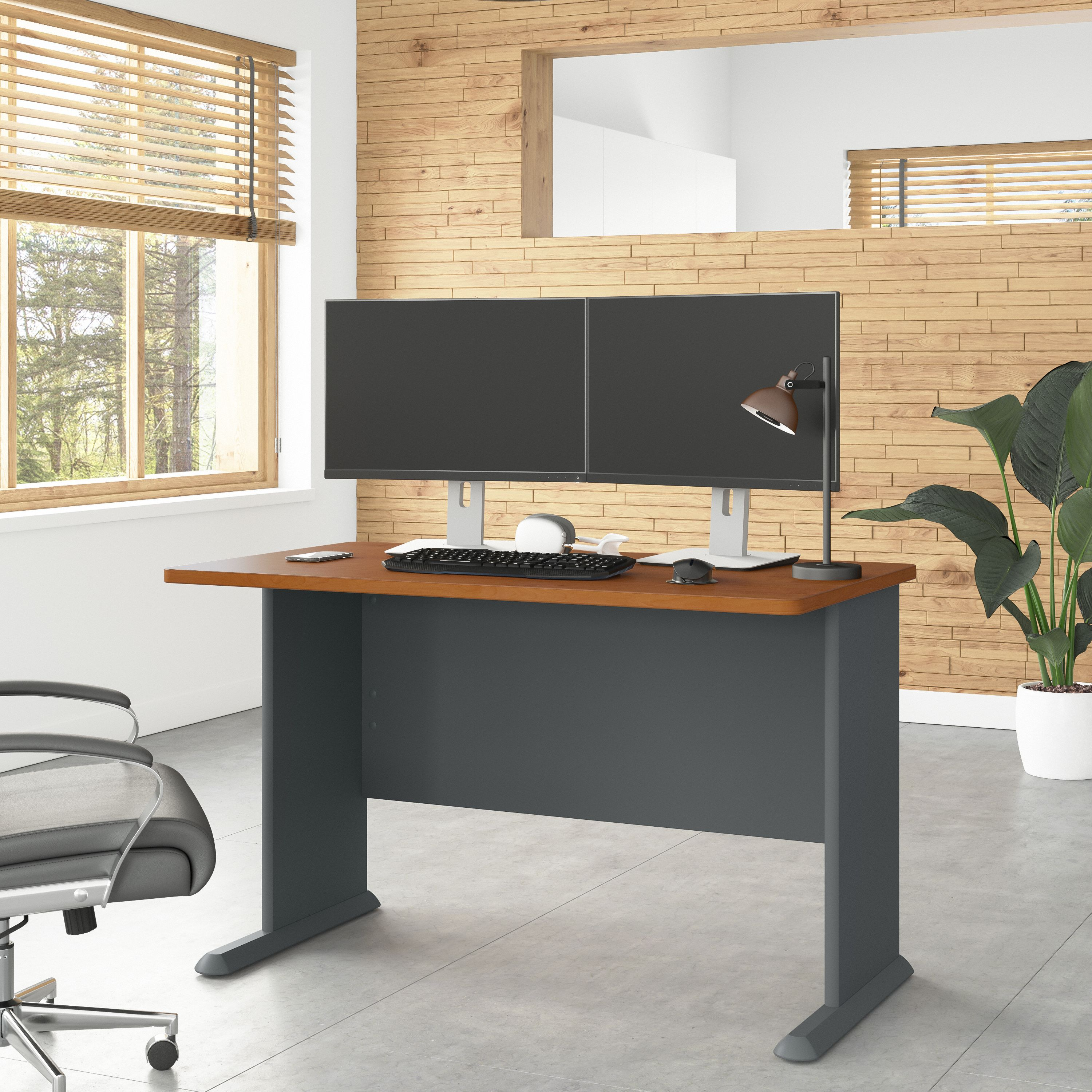 Shop Bush Business Furniture Series A 48W Desk 01 WC57448 #color_natural cherry/slate