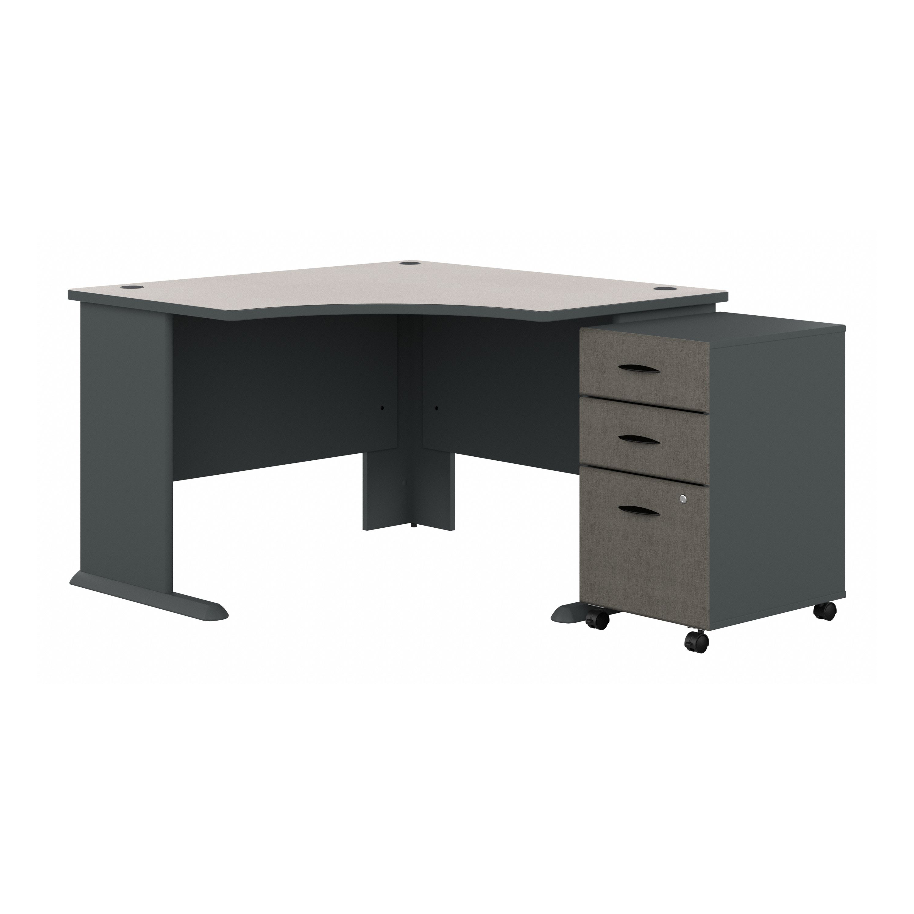 Shop Bush Business Furniture Series A 48W Corner Desk with Mobile File Cabinet 02 SRA035SLSU #color_slate/white spectrum