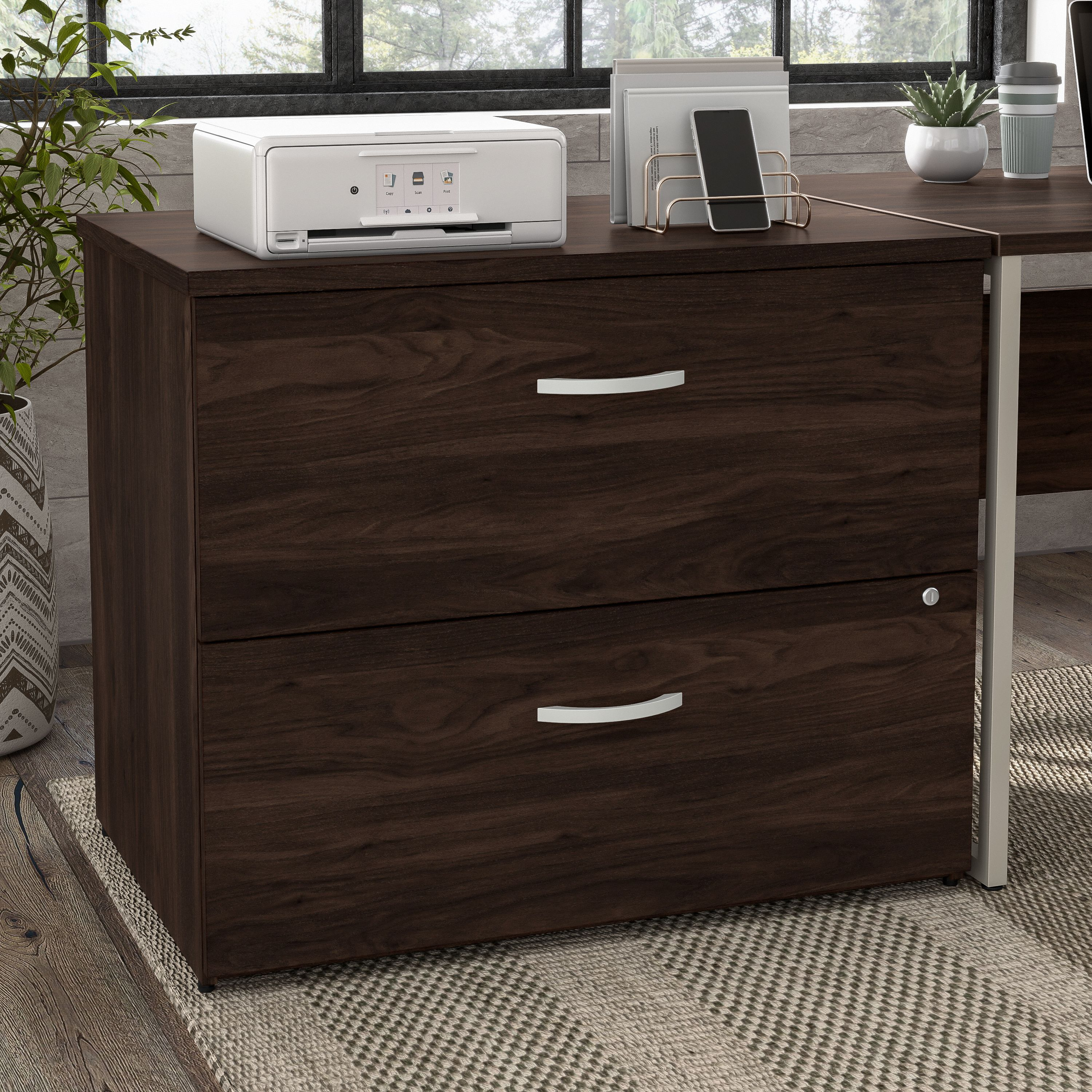Shop Bush Business Furniture Hybrid 2 Drawer Lateral File Cabinet - Assembled 01 HYF136BWSU-Z #color_black walnut