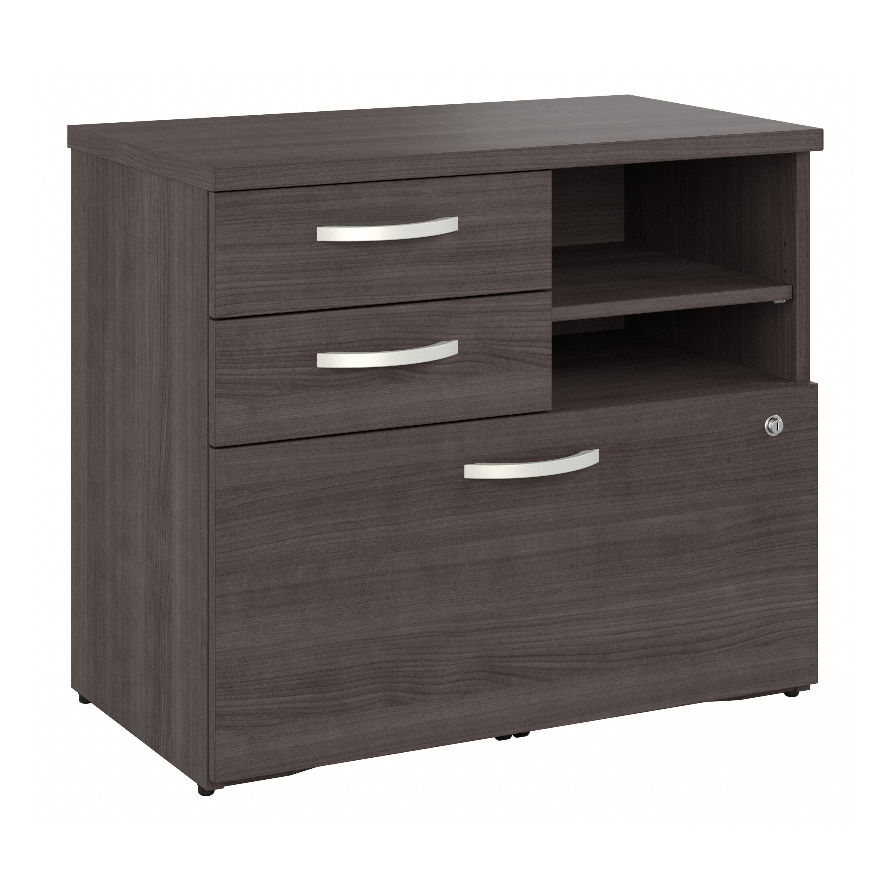 Shop Bush Business Furniture Hybrid Office Storage Cabinet with Drawers and Shelves 02 HYF130SGSU-Z #color_storm gray
