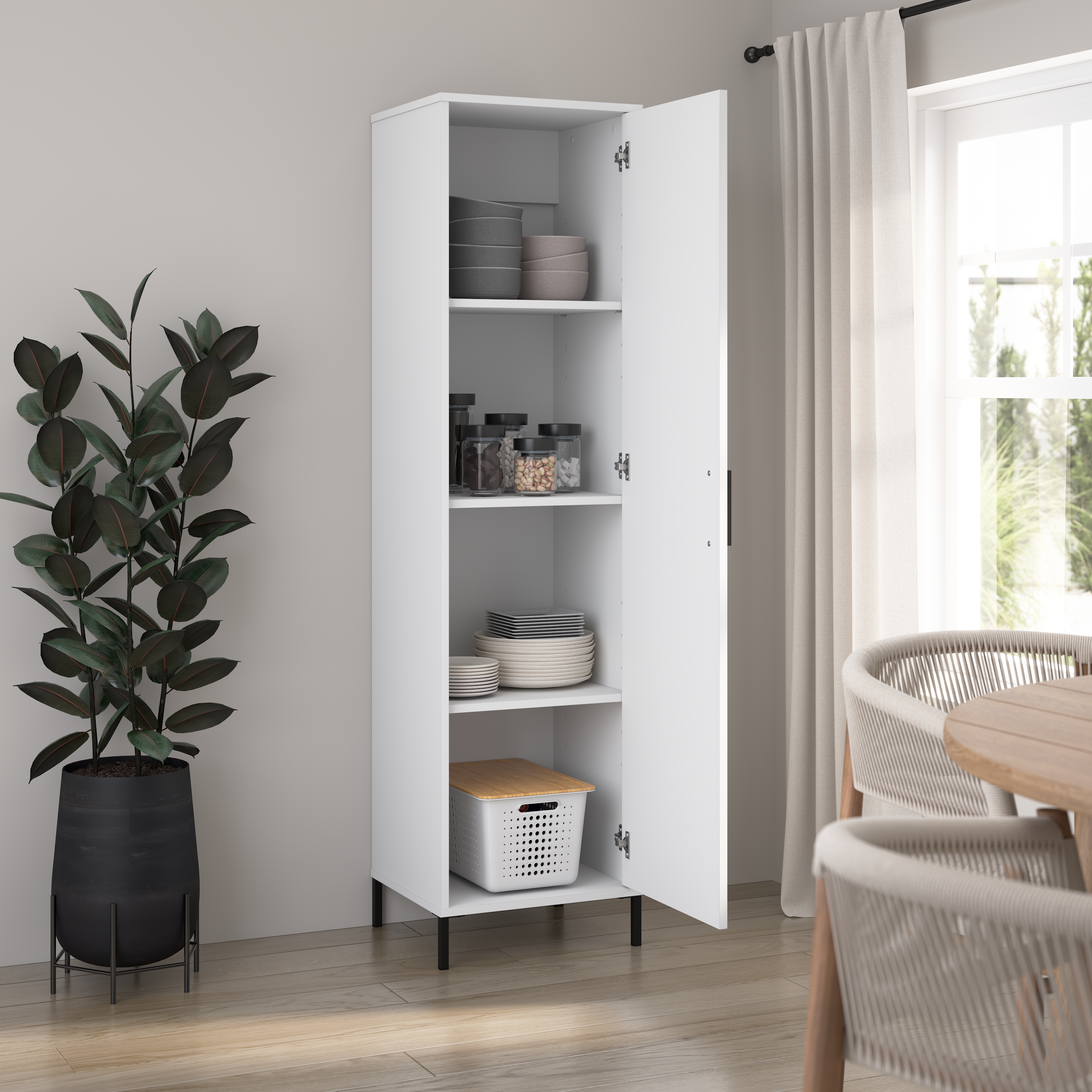 Shop Bush Furniture Essence Narrow Kitchen Pantry Cabinet 03 ESS117WH-Z #color_white