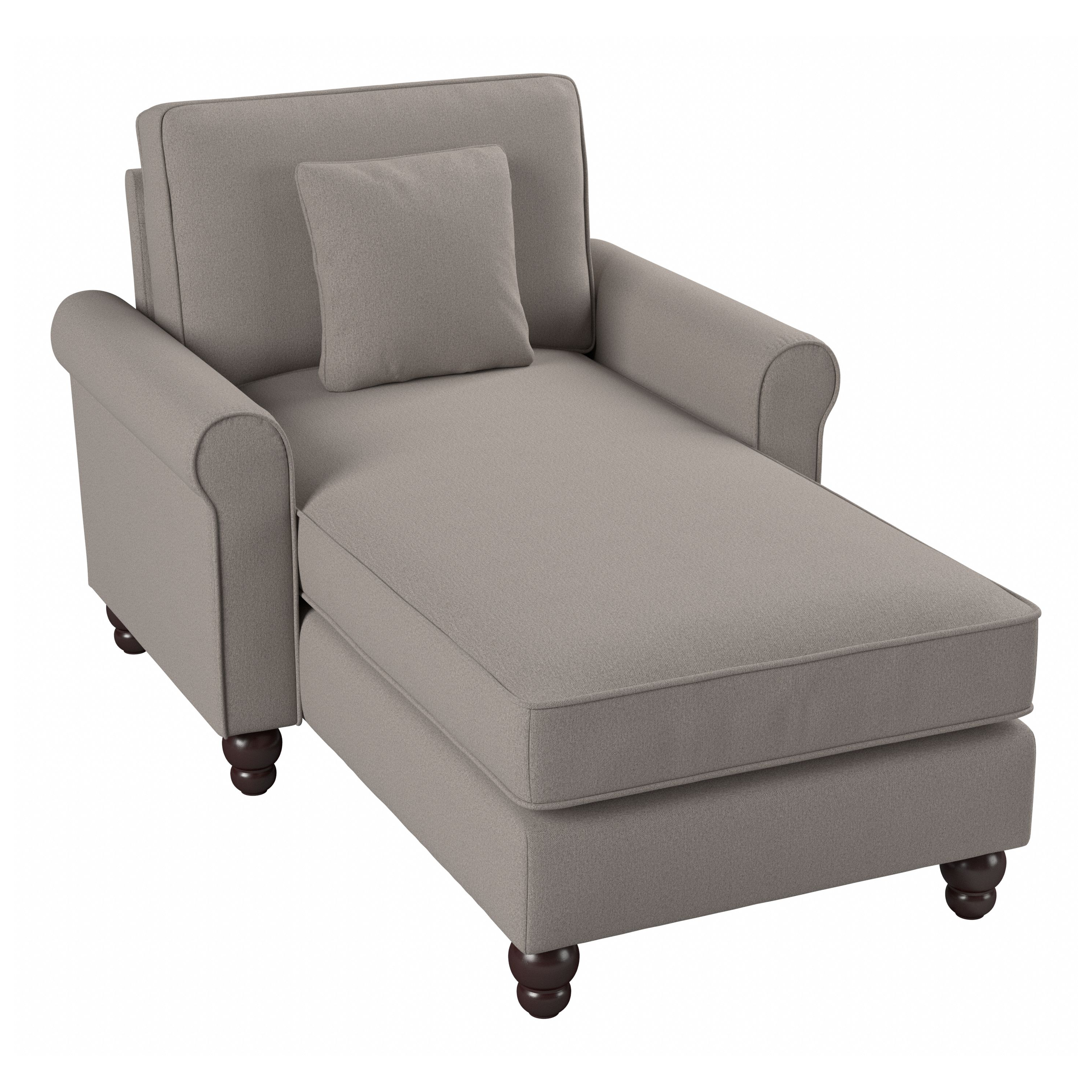Shop Bush Furniture Hudson Chaise Lounge with Arms 02 HDM41BBGH-03K #color_beige herringbone fabric