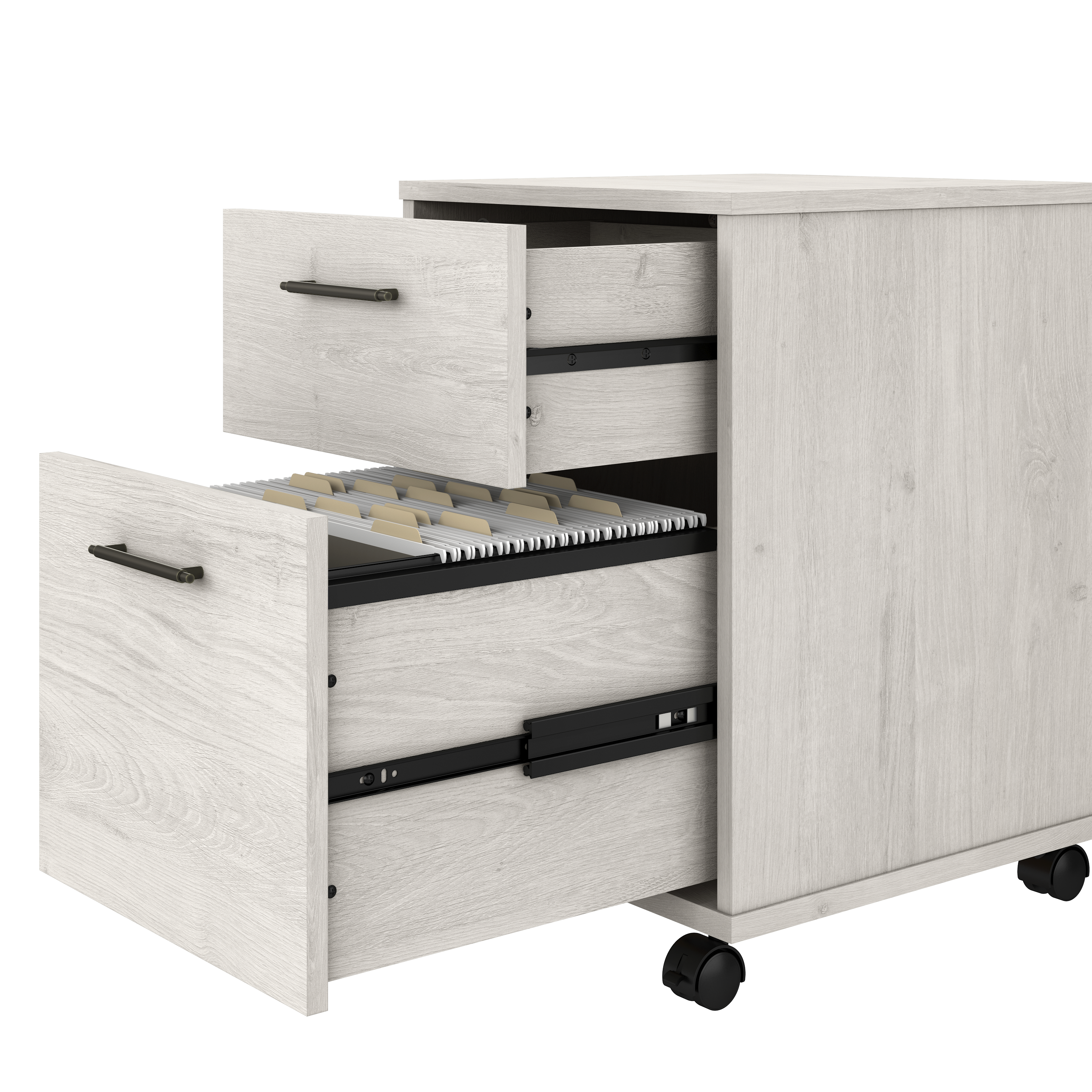 Shop Bush Furniture Key West 60W L Shaped Desk with 2 Drawer Mobile File Cabinet 03 KWS013LW #color_linen white oak