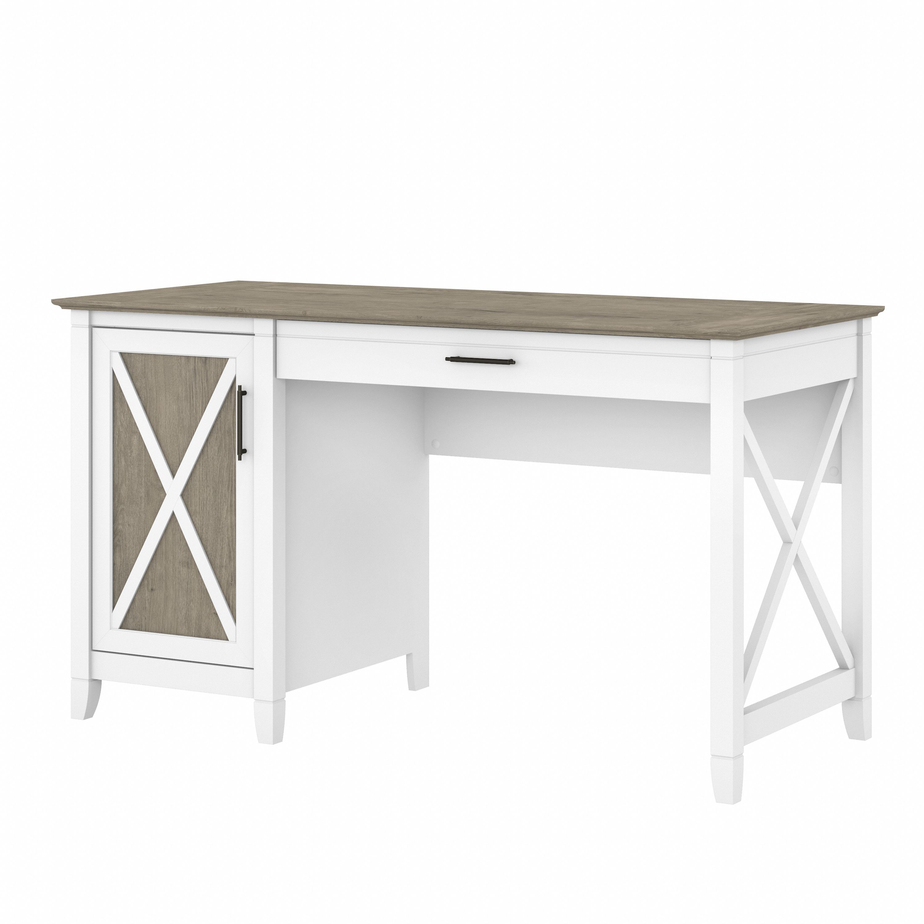 Shop Bush Furniture Key West 54W Computer Desk with Keyboard Tray and Storage 02 KWD154G2W-03 #color_shiplap gray/pure white