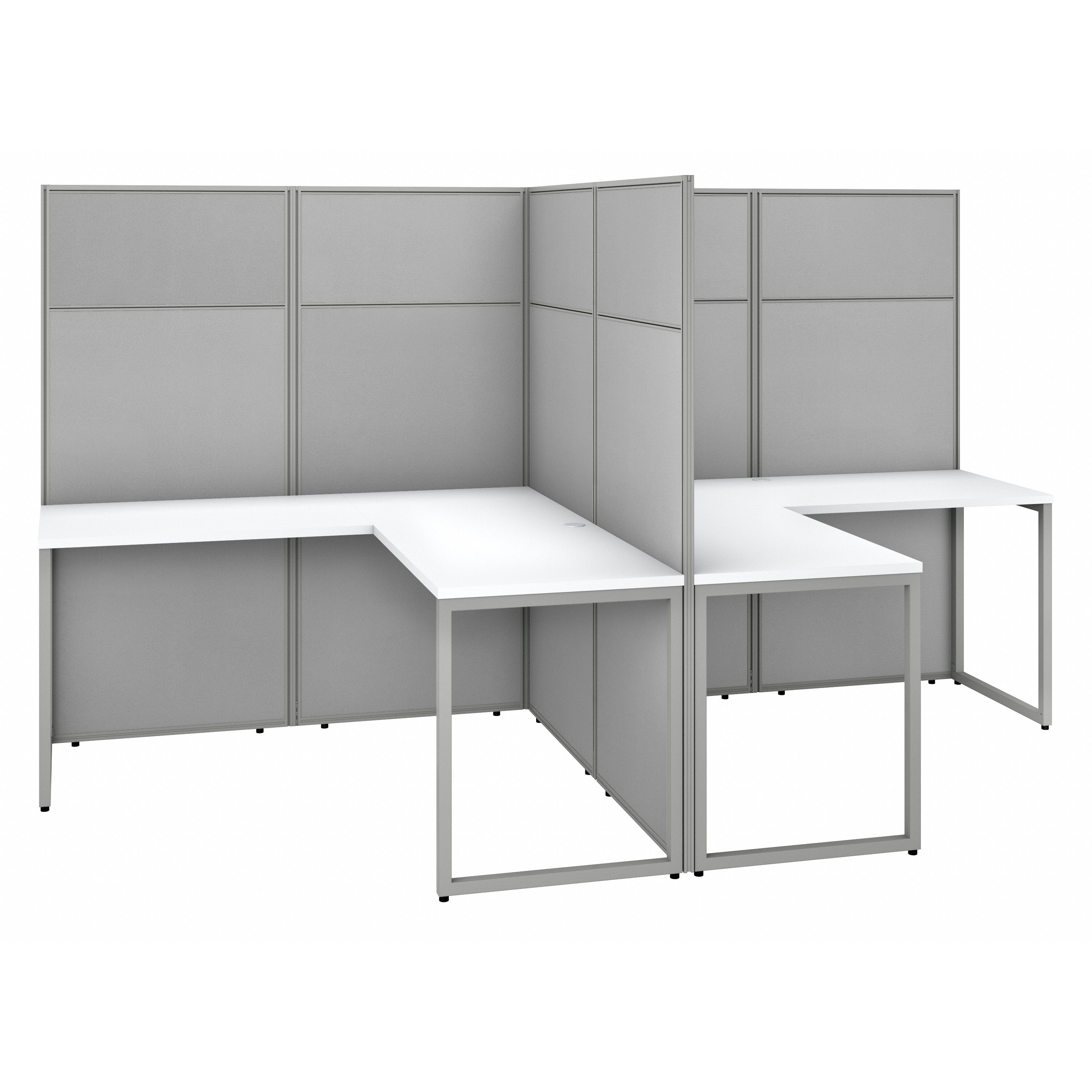 Shop Bush Business Furniture Easy Office 60W 2 Person L Shaped Cubicle Desk Workstation with 66H Panels 02 EODH560WH-03K #color_pure white/silver gray fabric