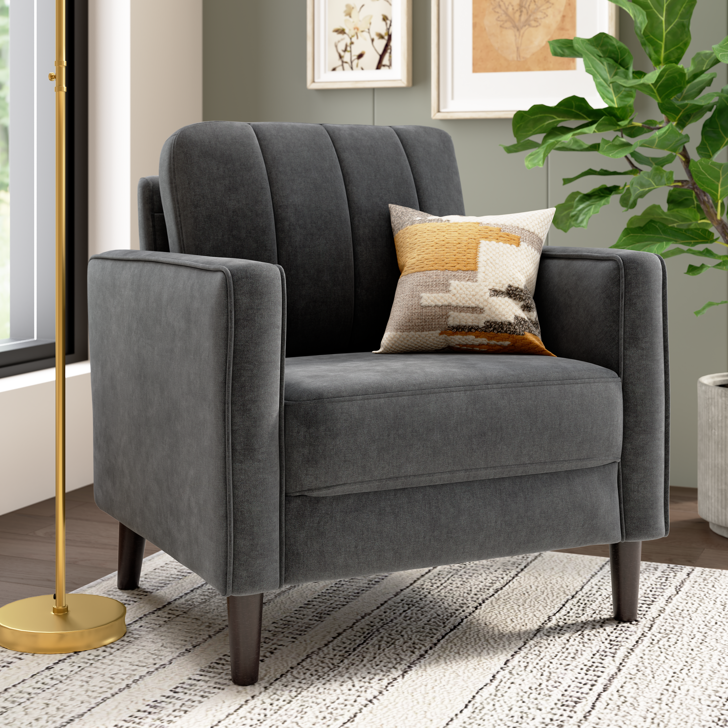 Shop Bush Home Max 32W Accent Chair MXK132IGC-03 2 #color_iron gray chenille fabric