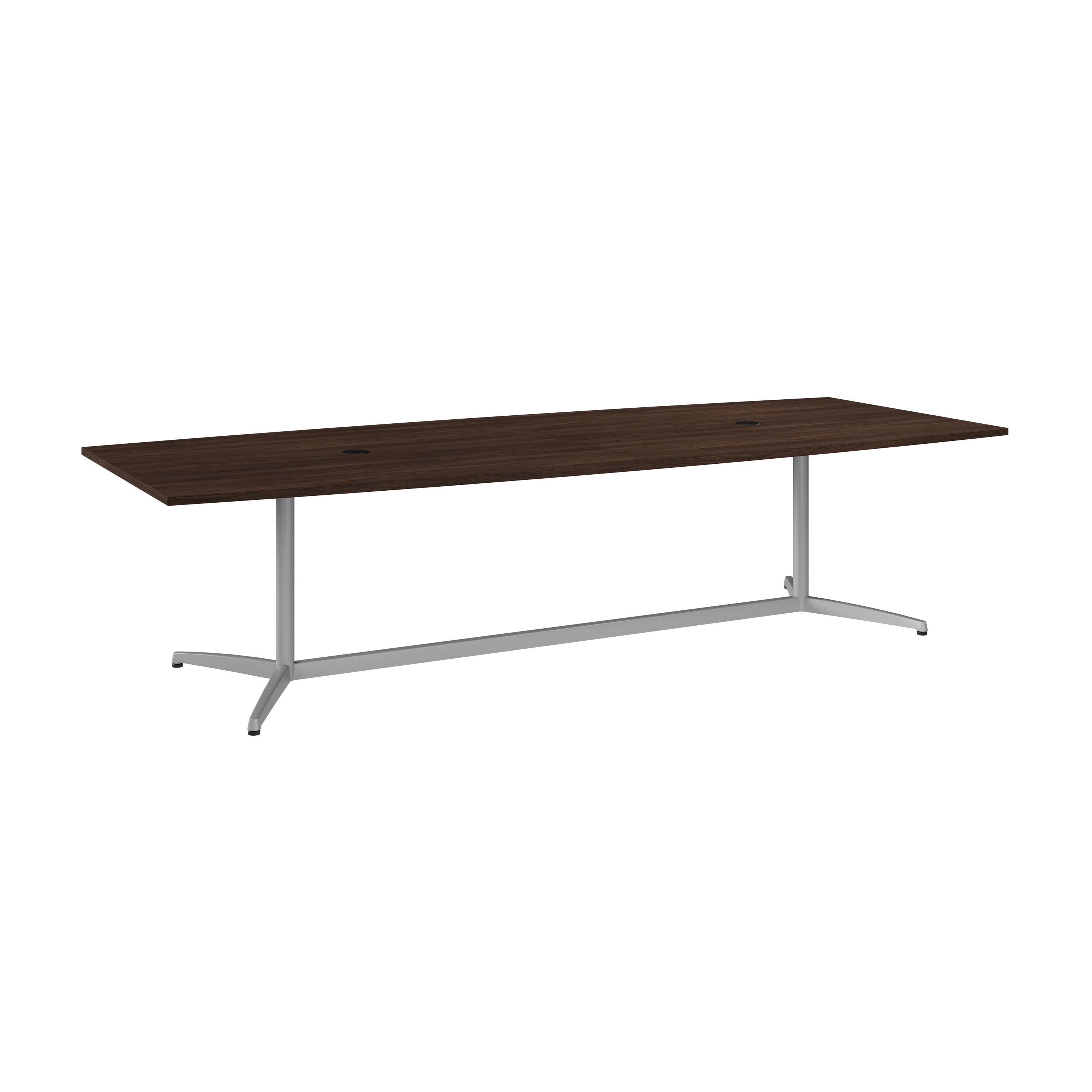Shop Bush Business Furniture 120W x 48D Boat Shaped Conference Table with Metal Base 02 99TBM120BWSVK #color_black walnut