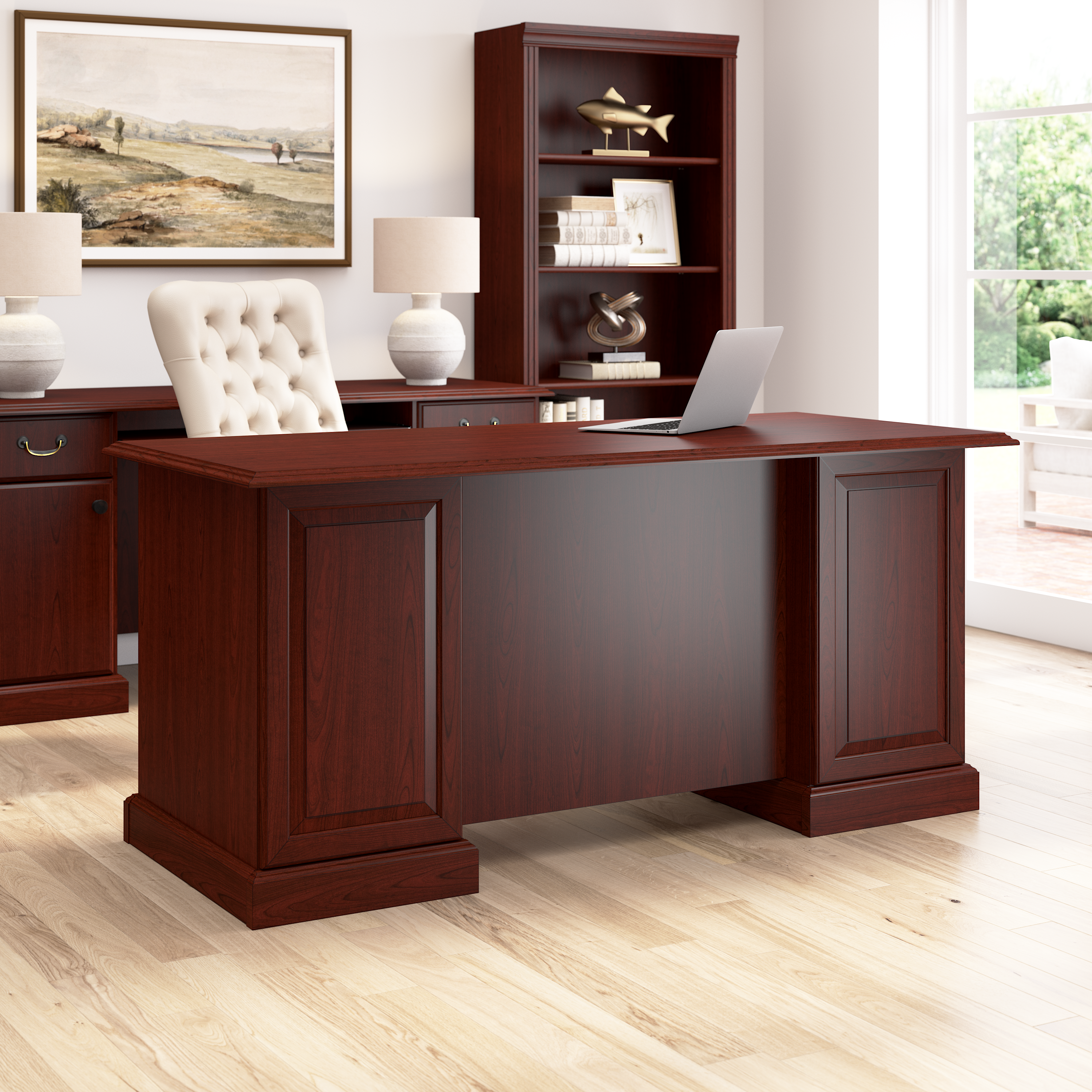 Shop Bush Business Furniture Arlington Executive Desk with Drawers 06 WC65566-03K #color_harvest cherry