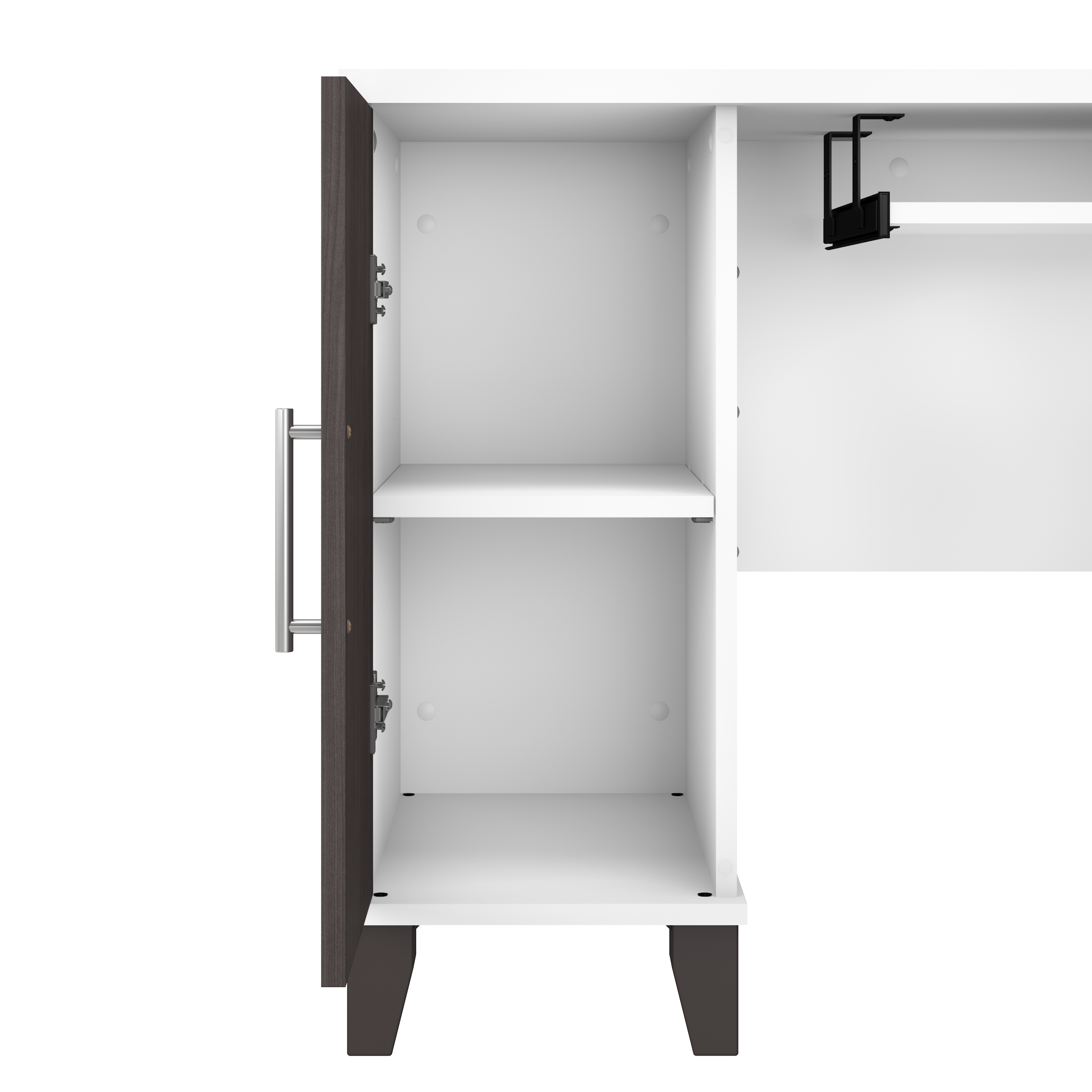 Shop Bush Furniture Somerset 60W L Shaped Desk with Storage 05 WC81030K #color_storm gray/white