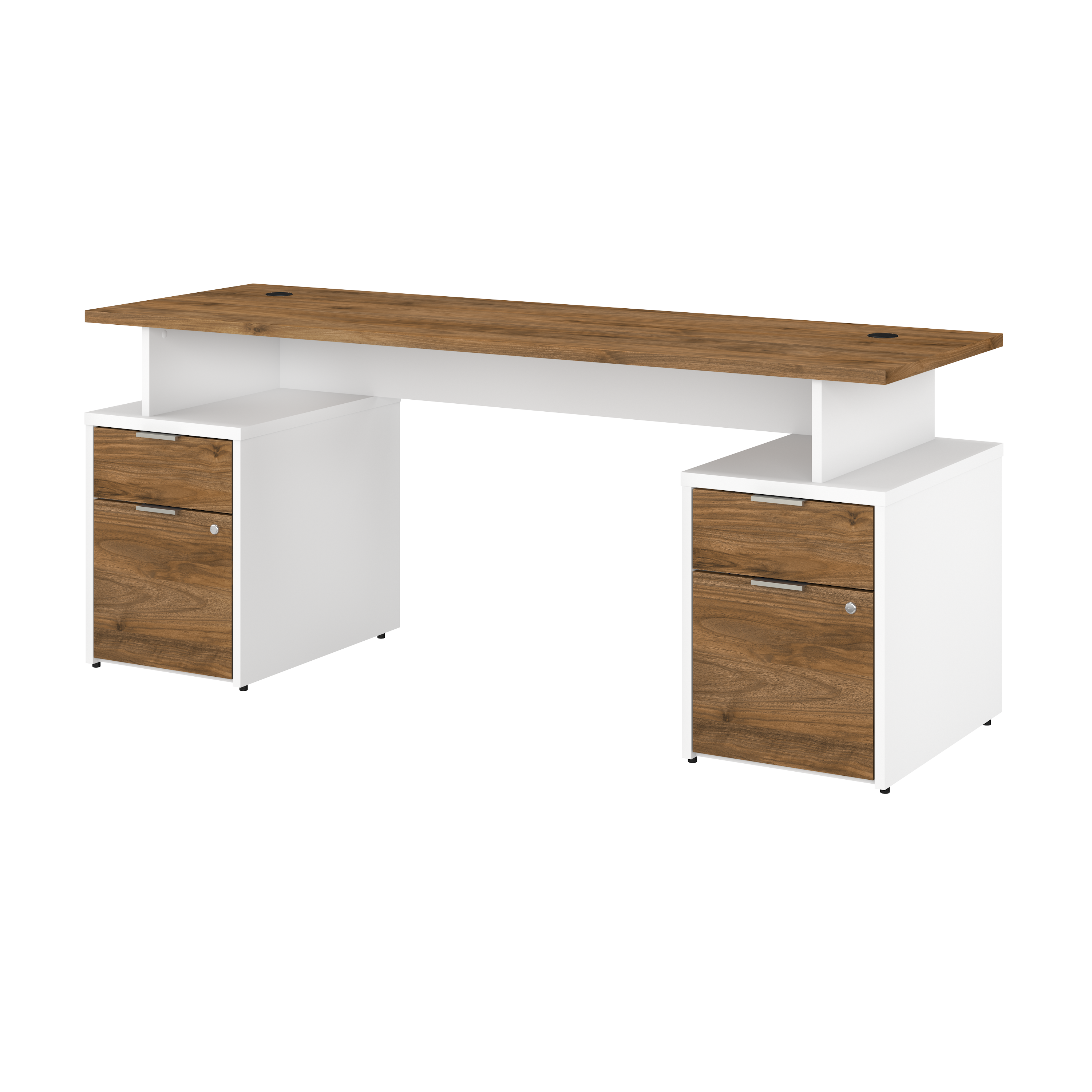 Shop Bush Business Furniture Jamestown 72W Desk with 4 Drawers 02 JTN005FWWHSU #color_fresh walnut/white