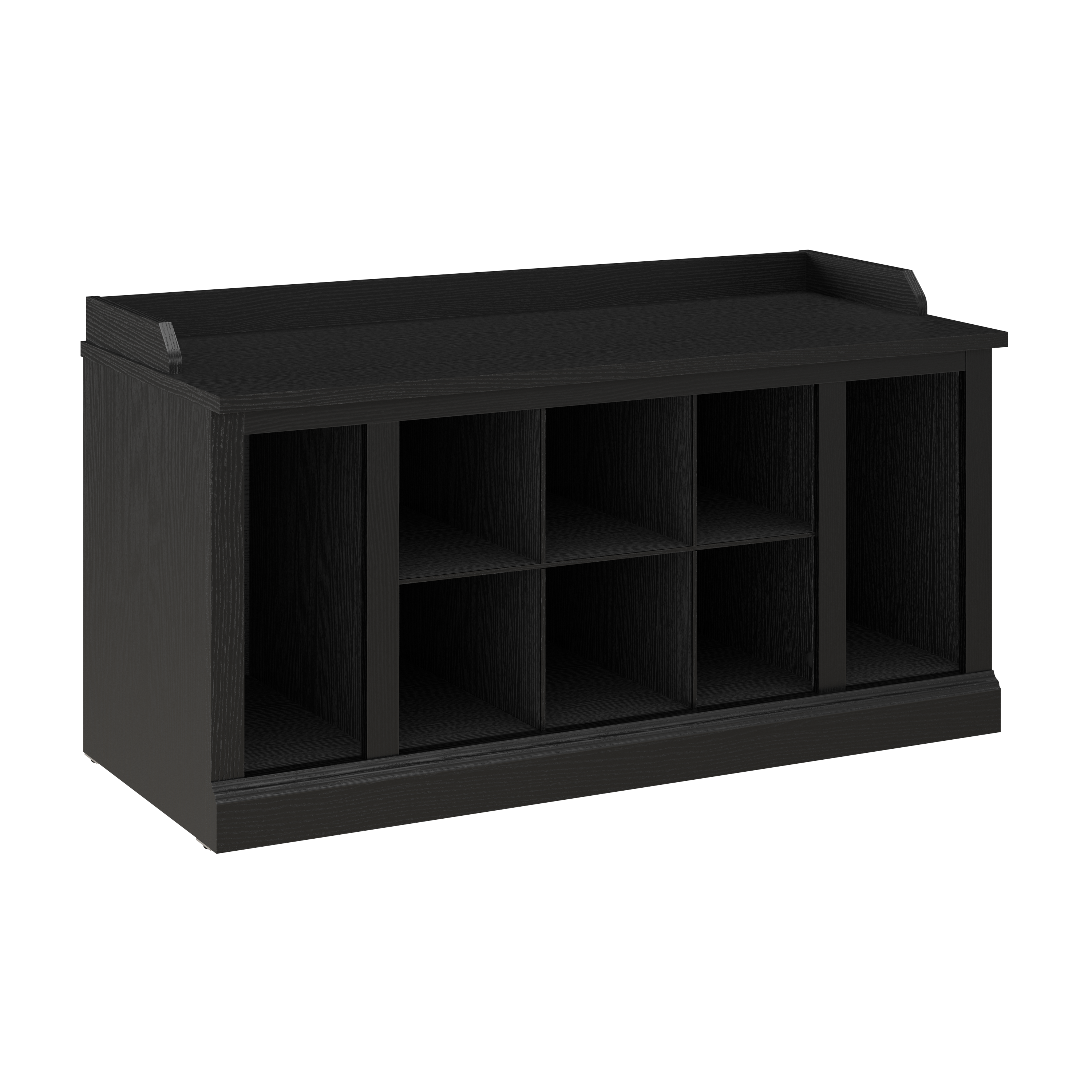 Shop Bush Furniture Woodland 40W Shoe Storage Bench with Shelves 02 WDS240BS-03 #color_black suede oak