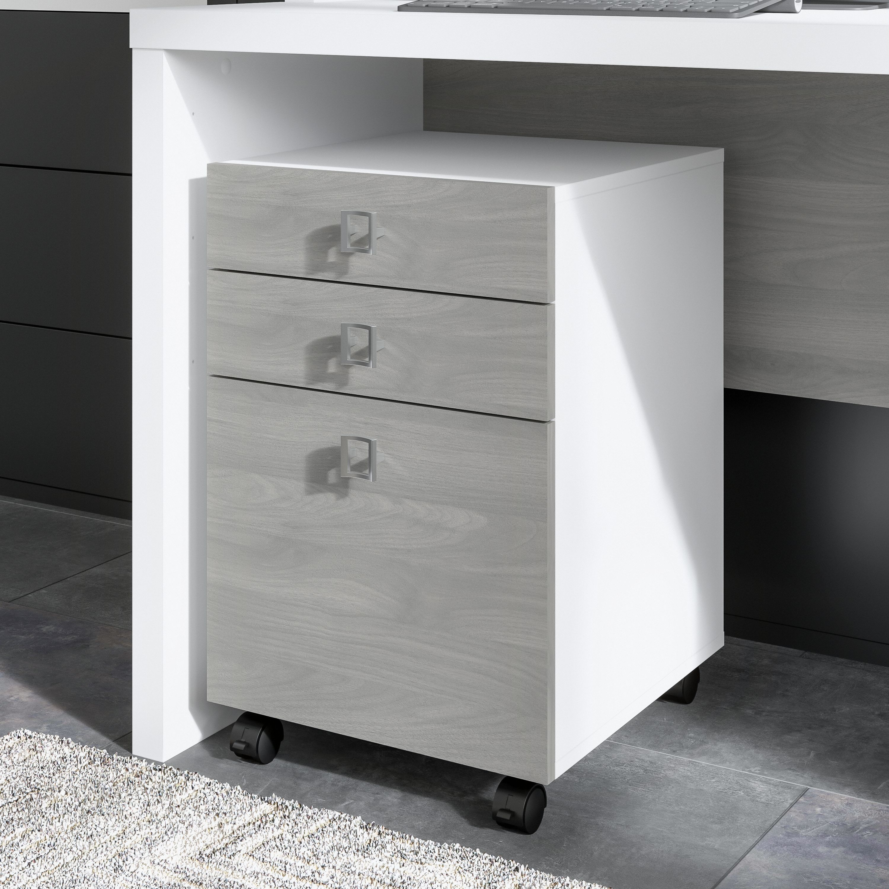 Shop Bush Business Furniture Echo 3 Drawer Mobile File Cabinet 01 KI60501-03 #color_pure white/modern gray