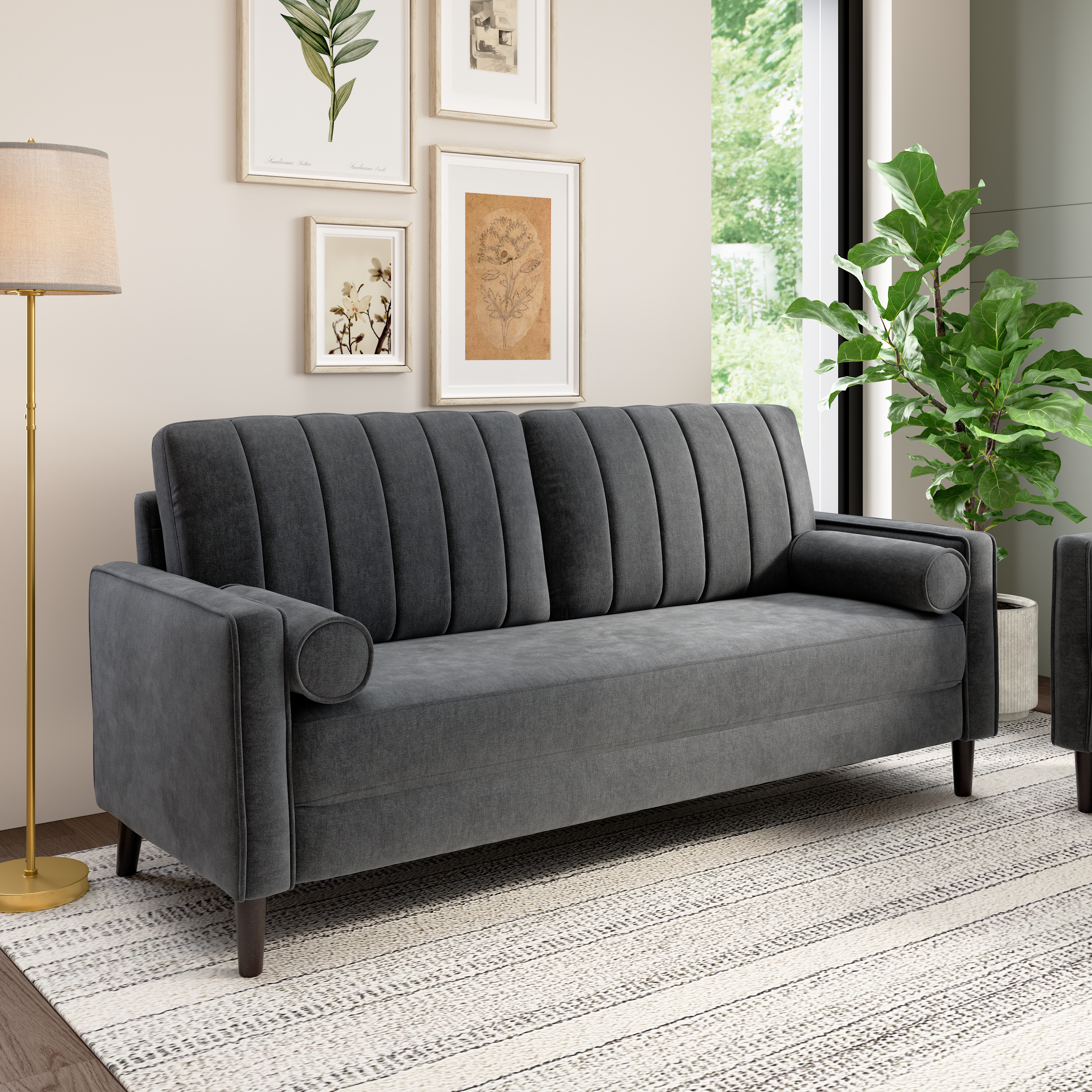 Shop Bush Home Max 77W Sofa MXJ177IGC-03 2 #color_iron gray chenille fabric