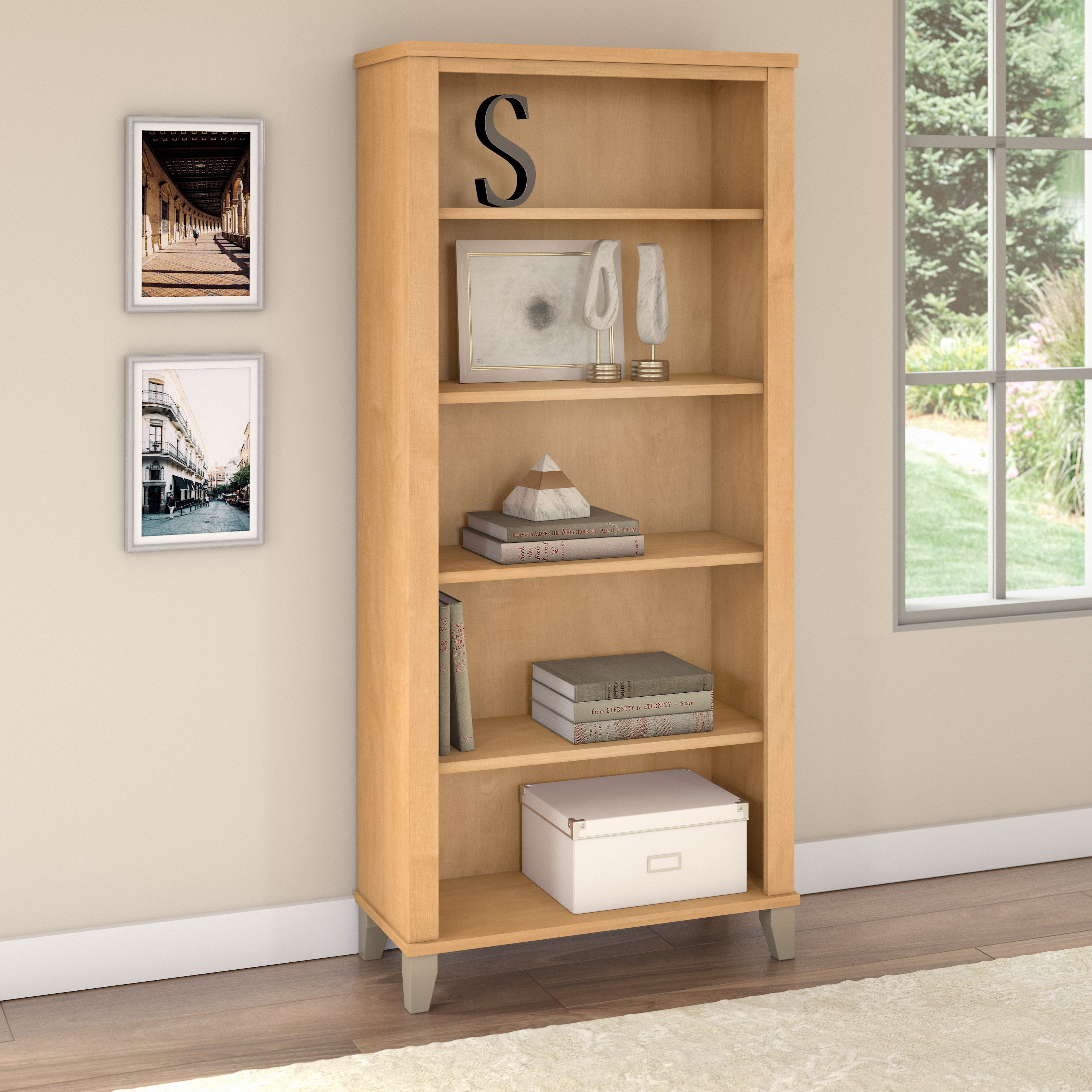 Shop Bush Furniture Somerset Tall 5 Shelf Bookcase 01 WC81465 #color_maple cross