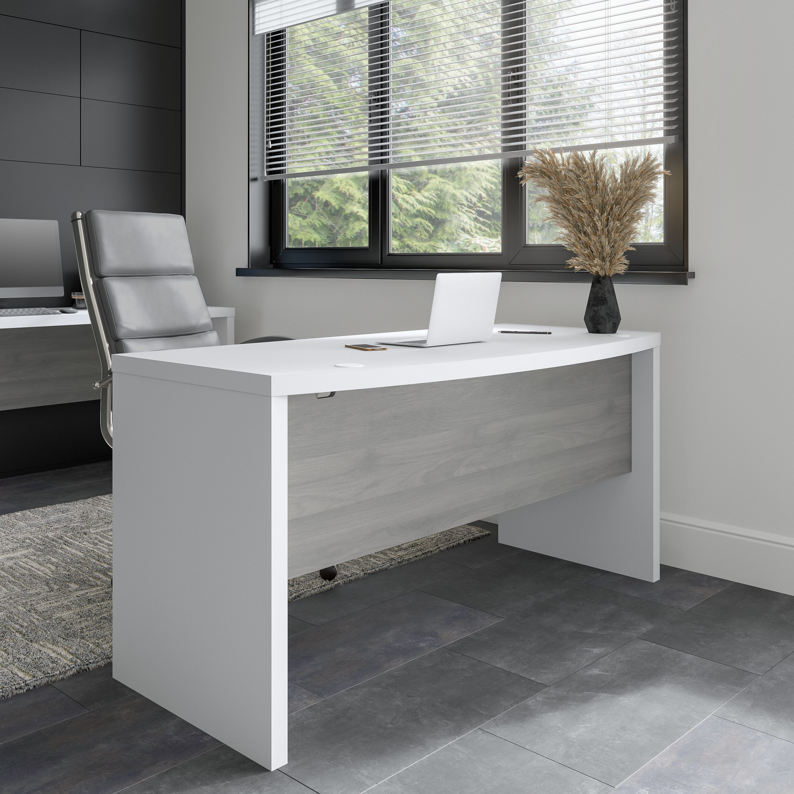 Shop Bush Business Furniture Echo 60W Bow Front Desk 01 KI60505-03 #color_pure white/modern gray