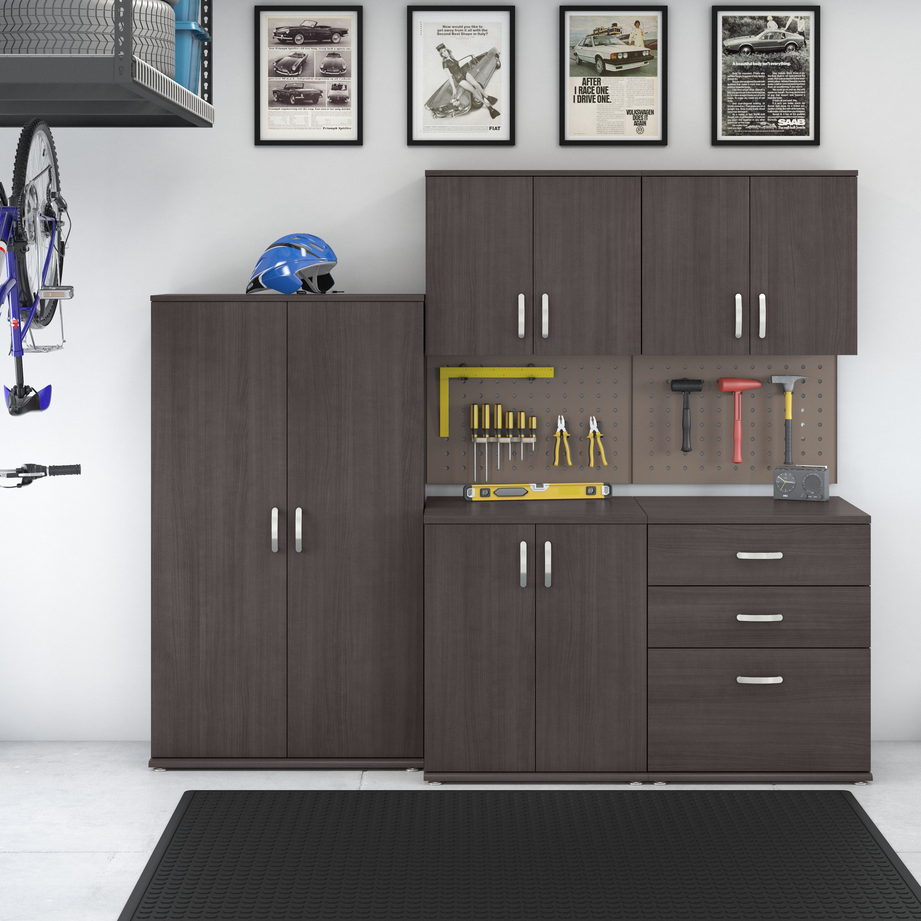 Shop Bush Business Furniture Universal 5 Piece Modular Garage Storage Set with Floor and Wall Cabinets 01 GAS003SG #color_storm gray