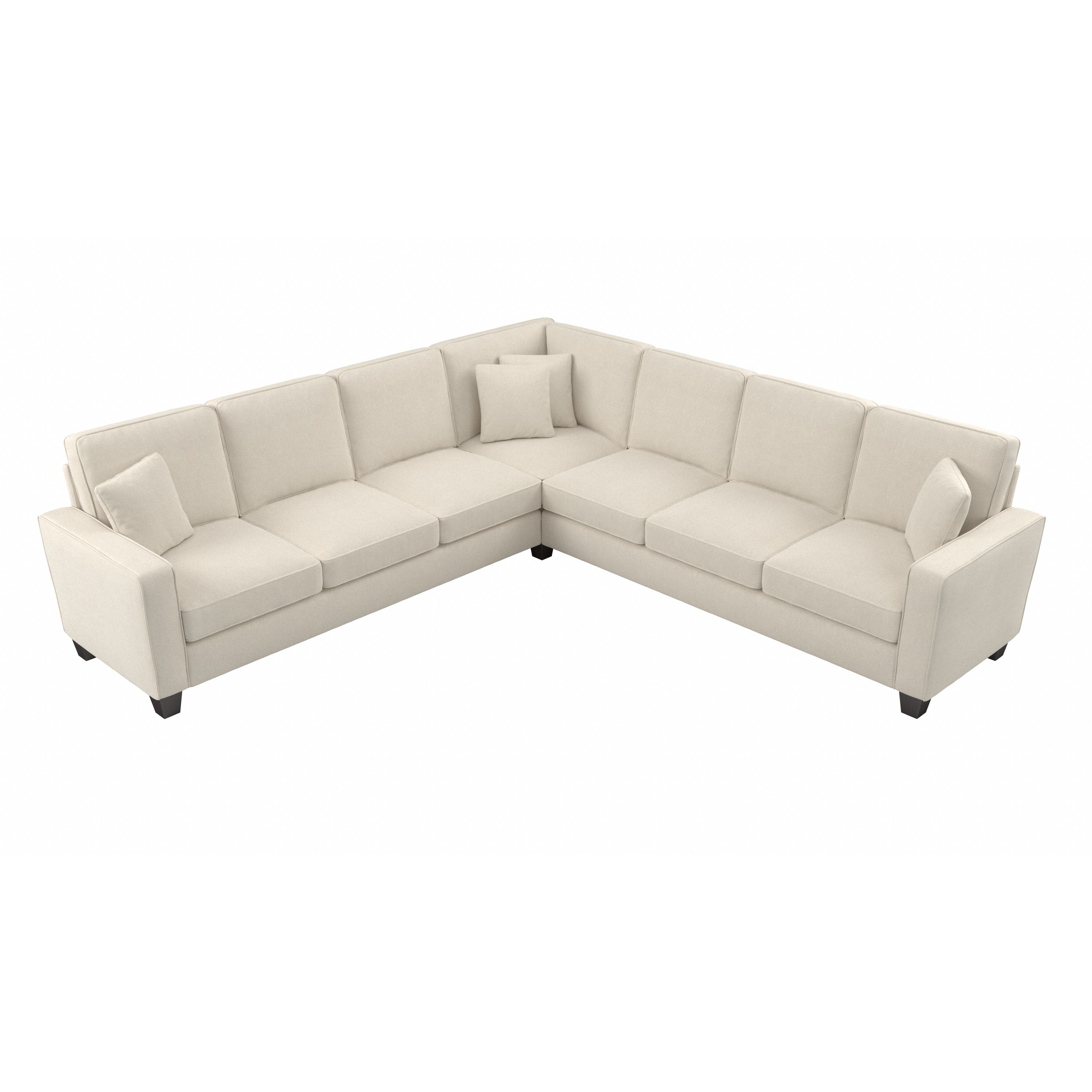 Shop Bush Furniture Stockton 111W L Shaped Sectional Couch 02 SNY110SCRH-03K #color_cream herringbone fabric
