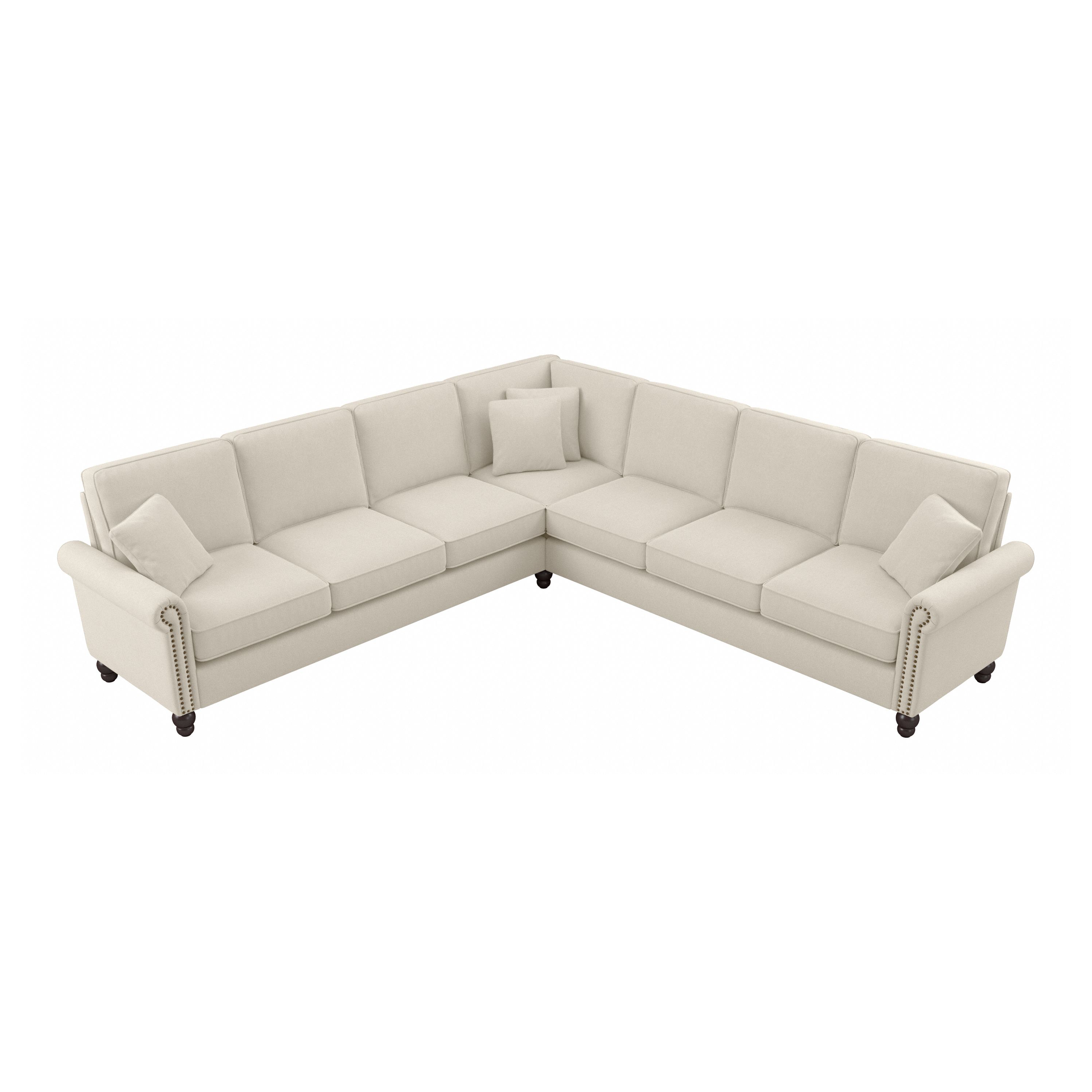 Shop Bush Furniture Coventry 111W L Shaped Sectional Couch 02 CVY110BCRH-03K #color_cream herringbone fabric