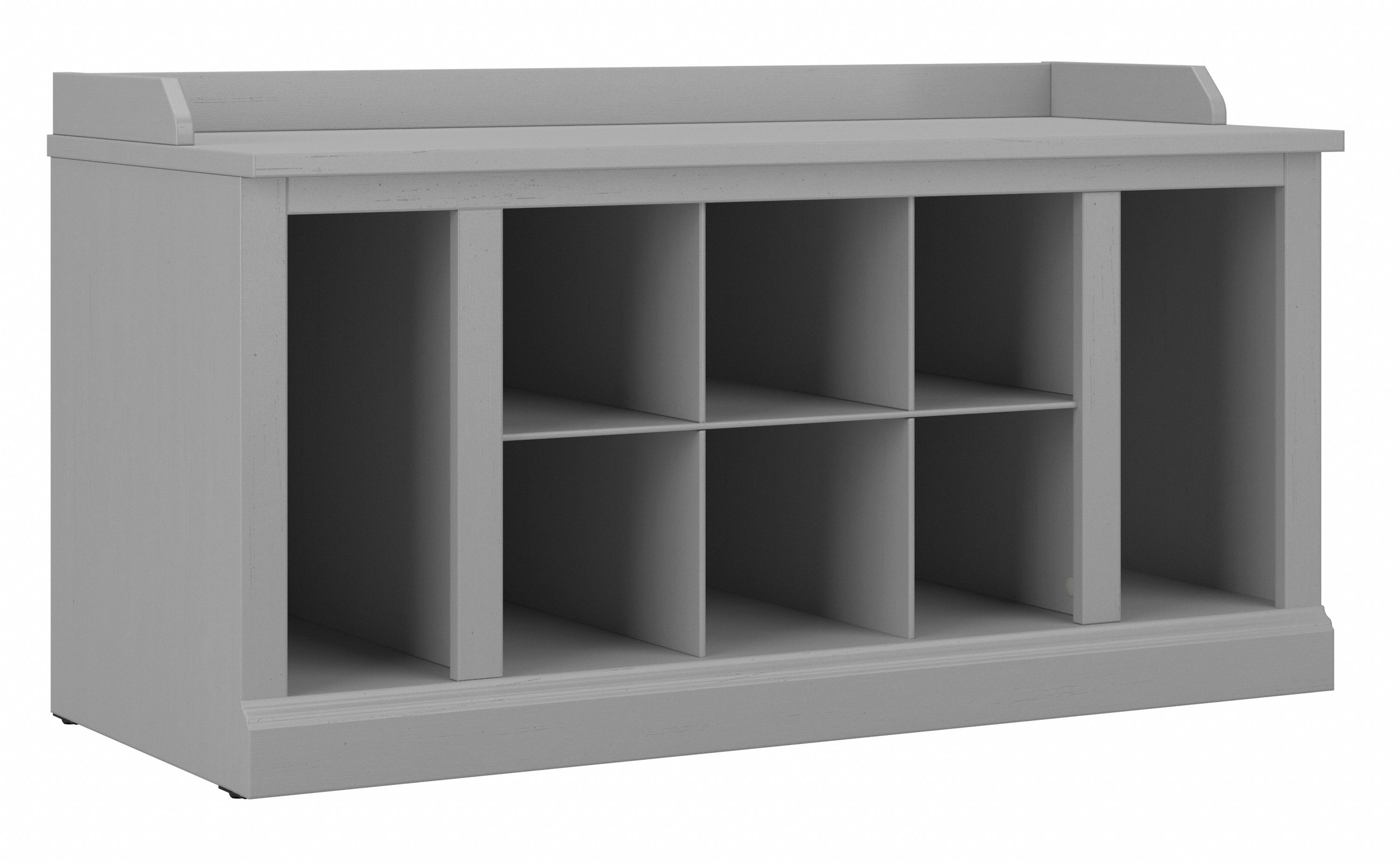 Shop Bush Furniture Woodland 40W Shoe Storage Bench with Shelves 02 WDS240CG-03 #color_cape cod gray