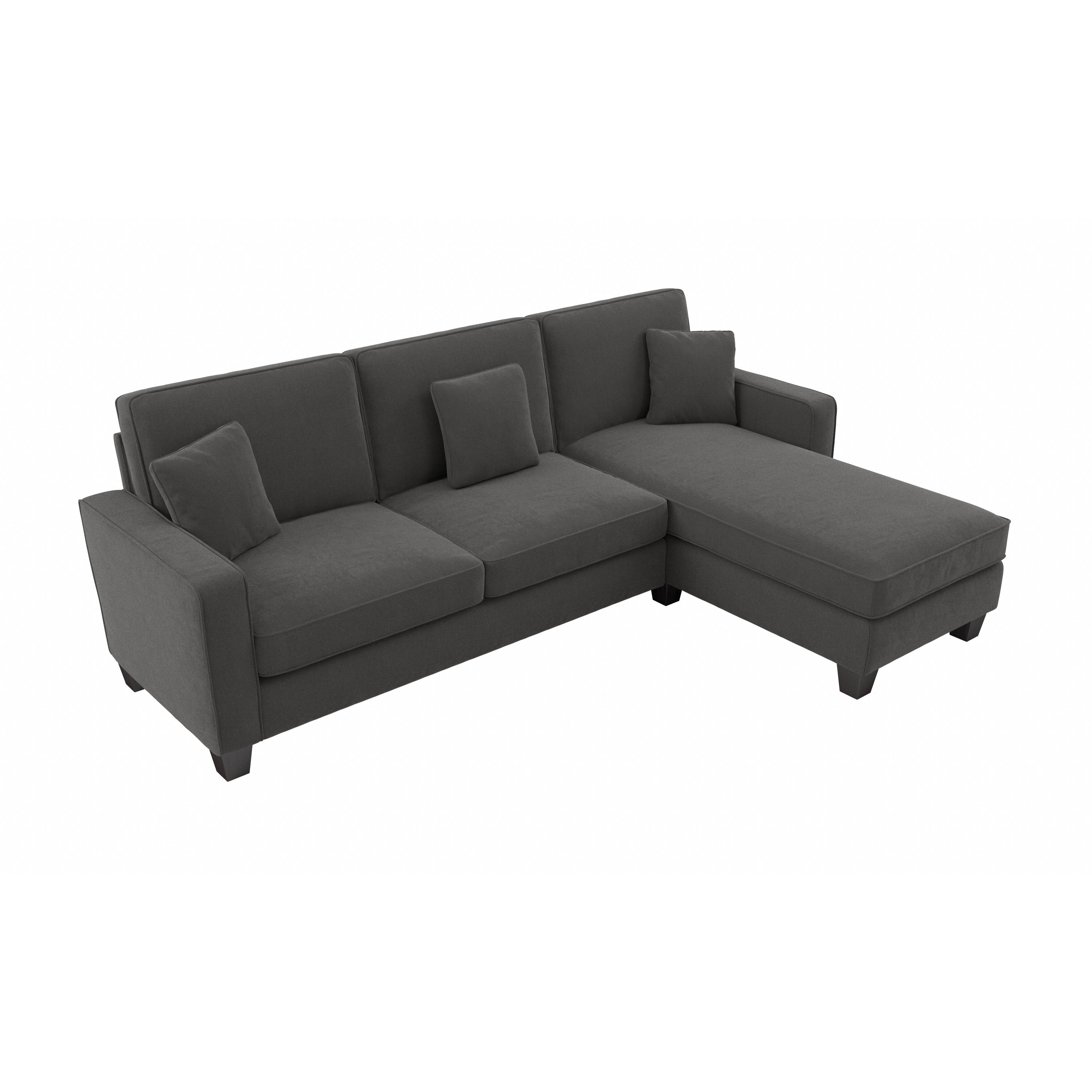 Shop Bush Furniture Stockton 102W Sectional Couch with Reversible Chaise Lounge 02 SNY102SCGH-03K #color_charcoal gray herringbone fabr