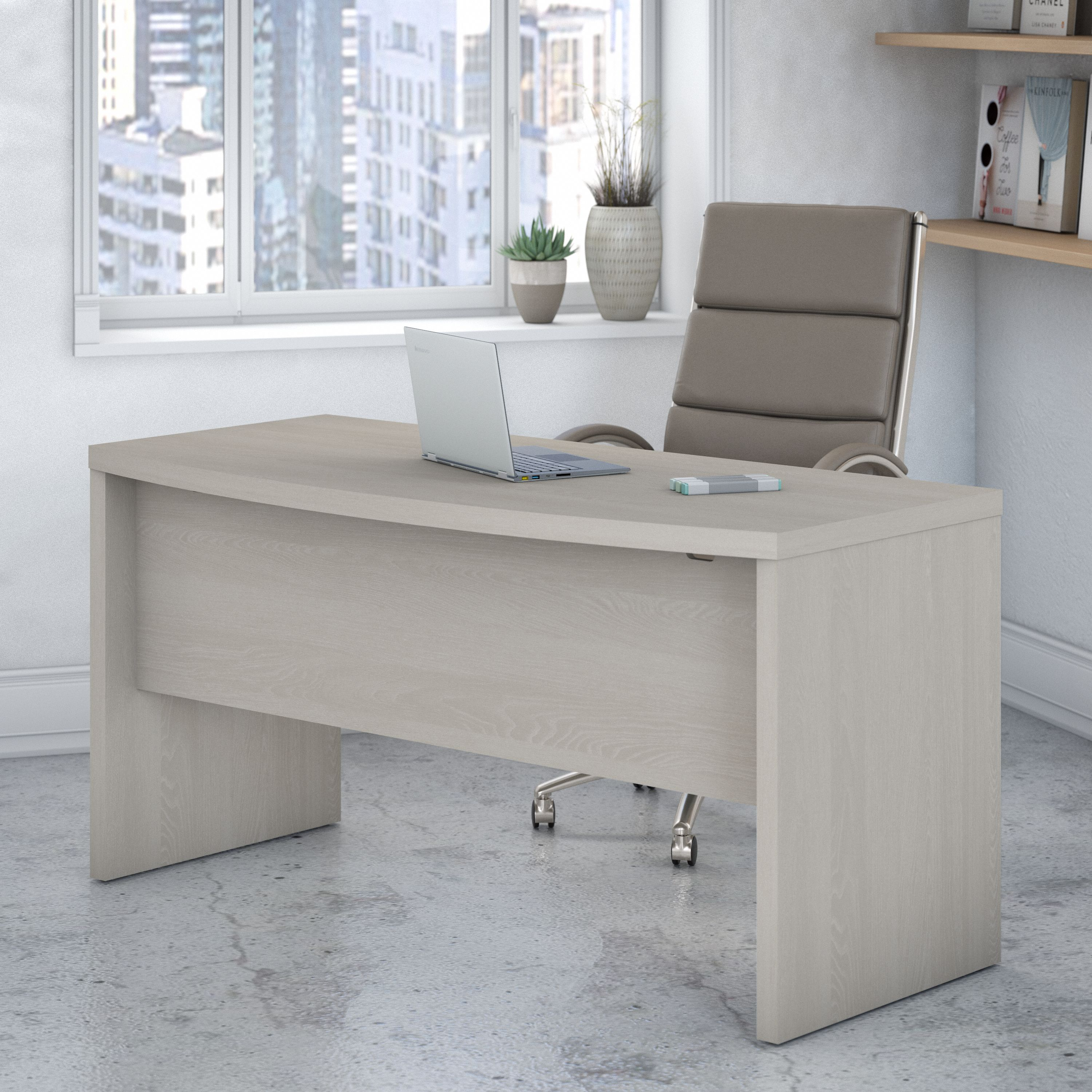 Shop Bush Business Furniture Echo 60W Bow Front Desk 01 KI60205-03 #color_gray sand