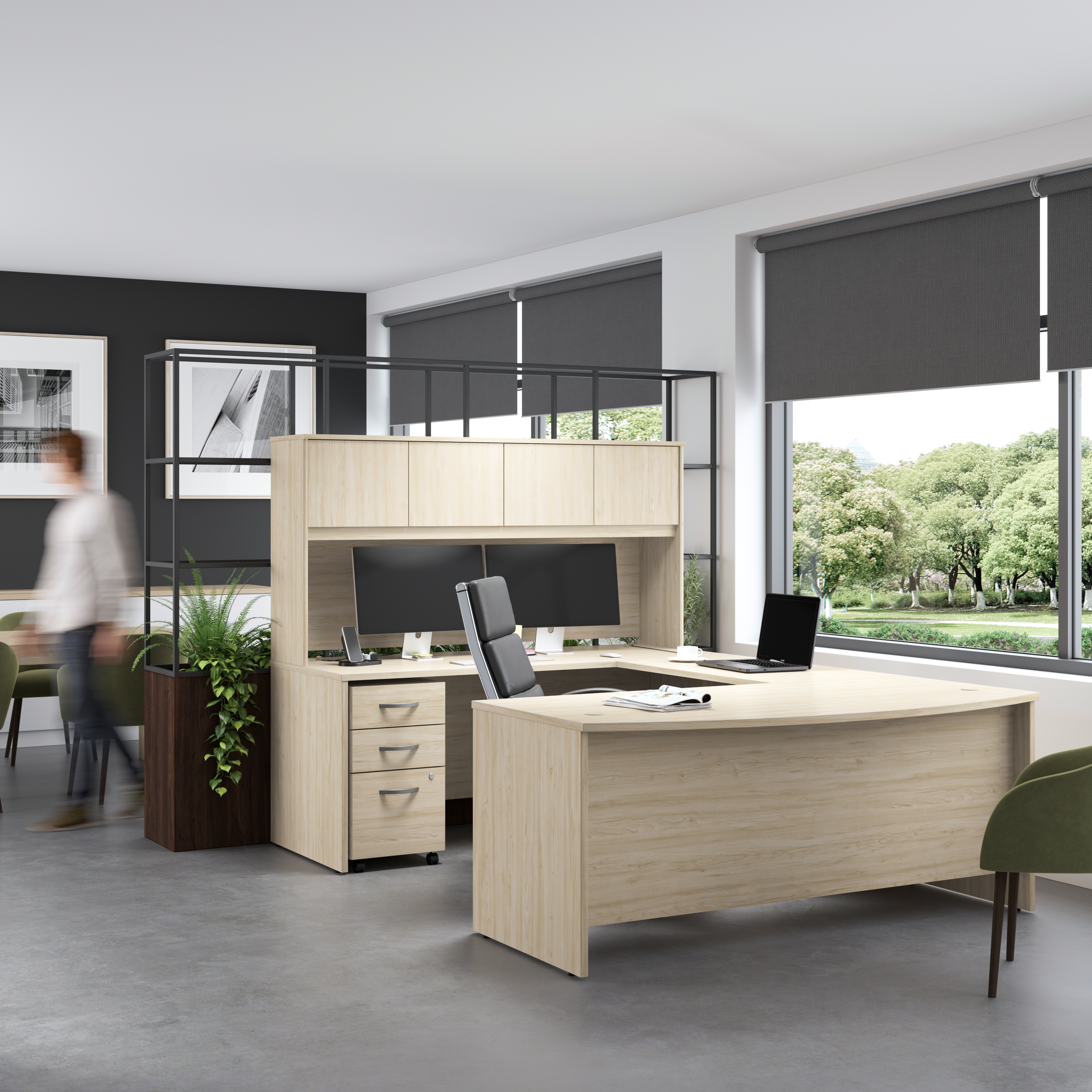 Shop Bush Business Furniture Studio C 60W x 30D L Shaped Desk with 42W Return 09 STC050NE #color_natural elm