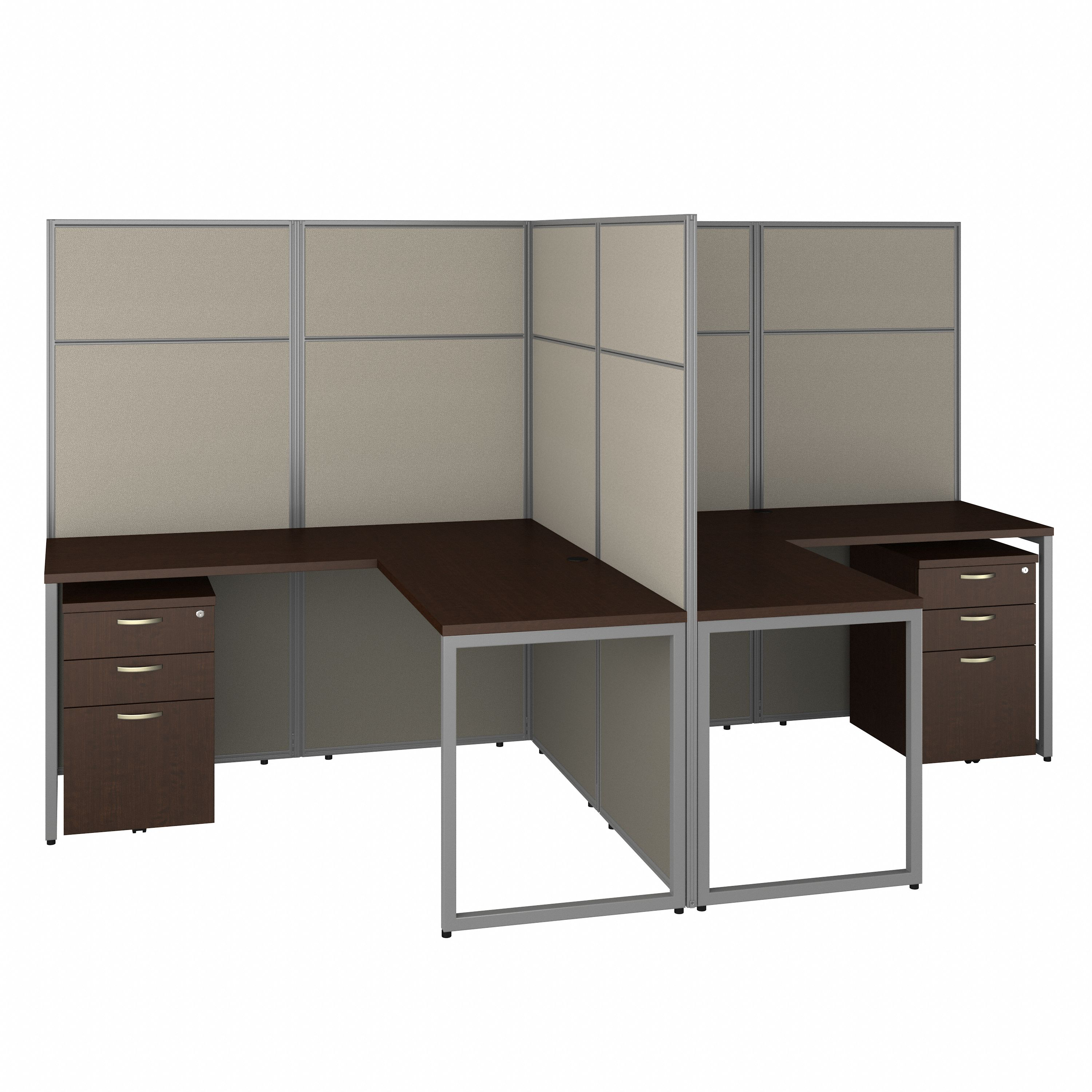 Shop Bush Business Furniture Easy Office 60W 2 Person L Shaped Cubicle Desk with Drawers and 66H Panels 02 EODH56SMR-03K #color_mocha cherry
