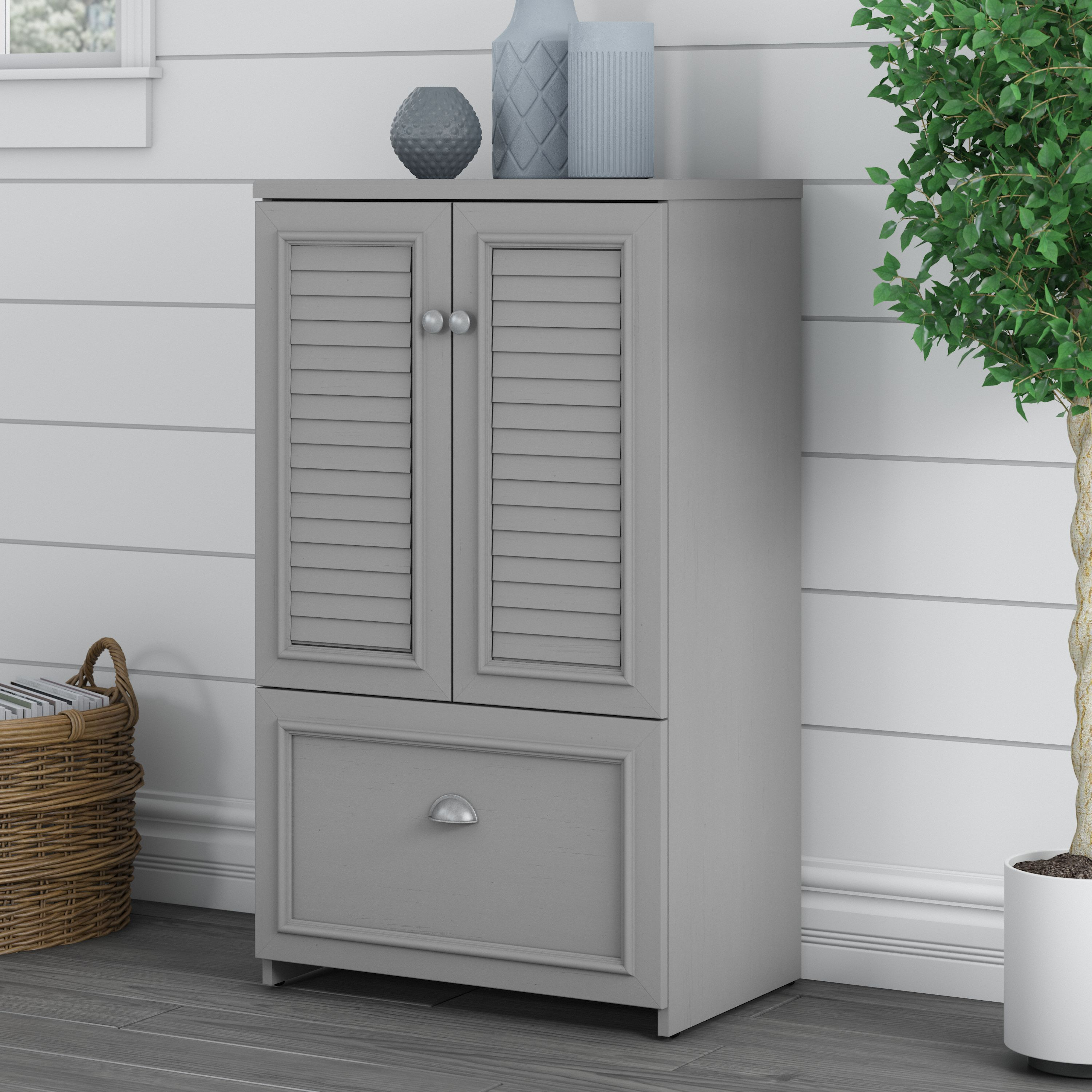 Shop Bush Furniture Fairview 2 Door Storage Cabinet with File Drawer 01 WC53580-03 #color_cape cod gray