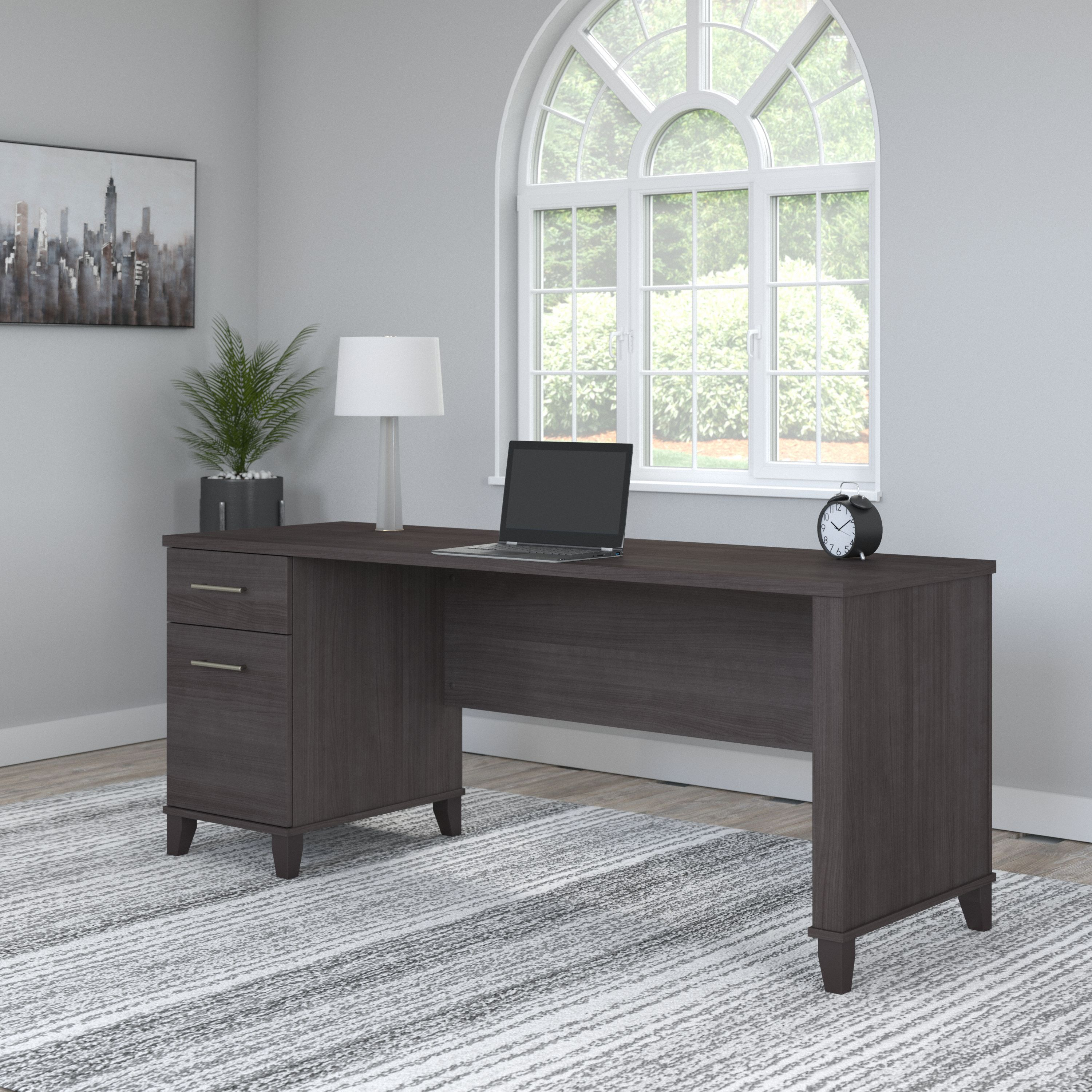 Shop Bush Furniture Somerset 72W Office Desk with Drawers 01 WC81572 #color_storm gray