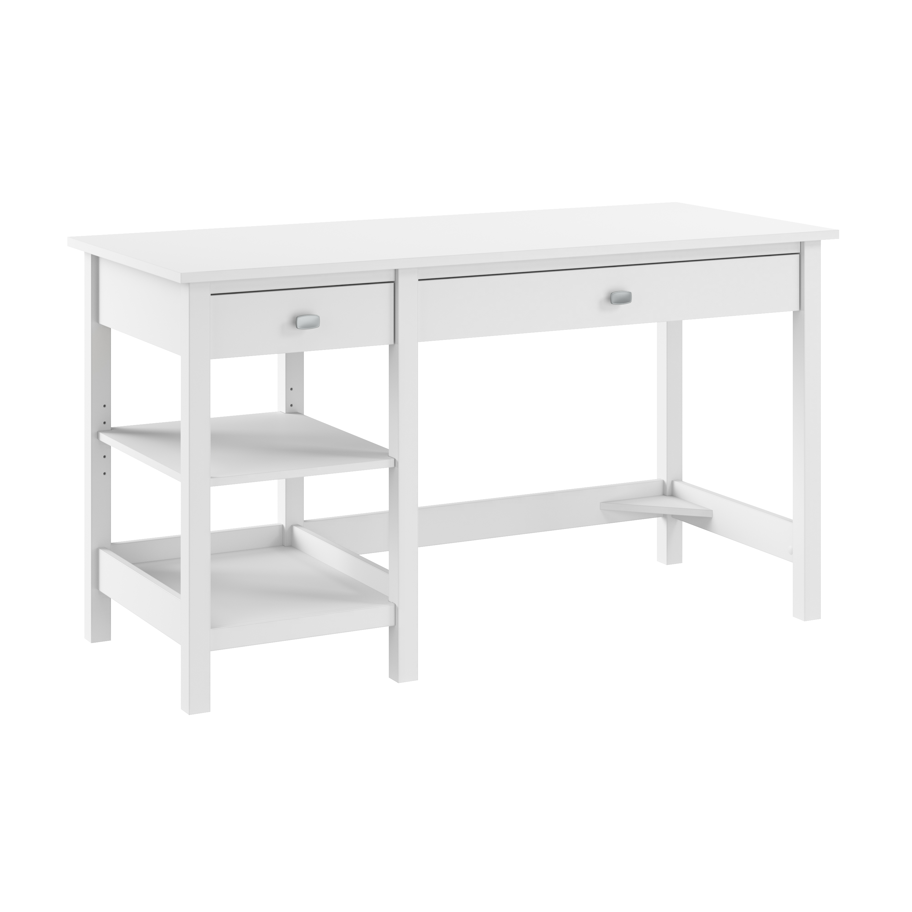 Shop Bush Furniture Broadview 54W Computer Desk with Shelves 02 BDD154WH-03 #color_pure white