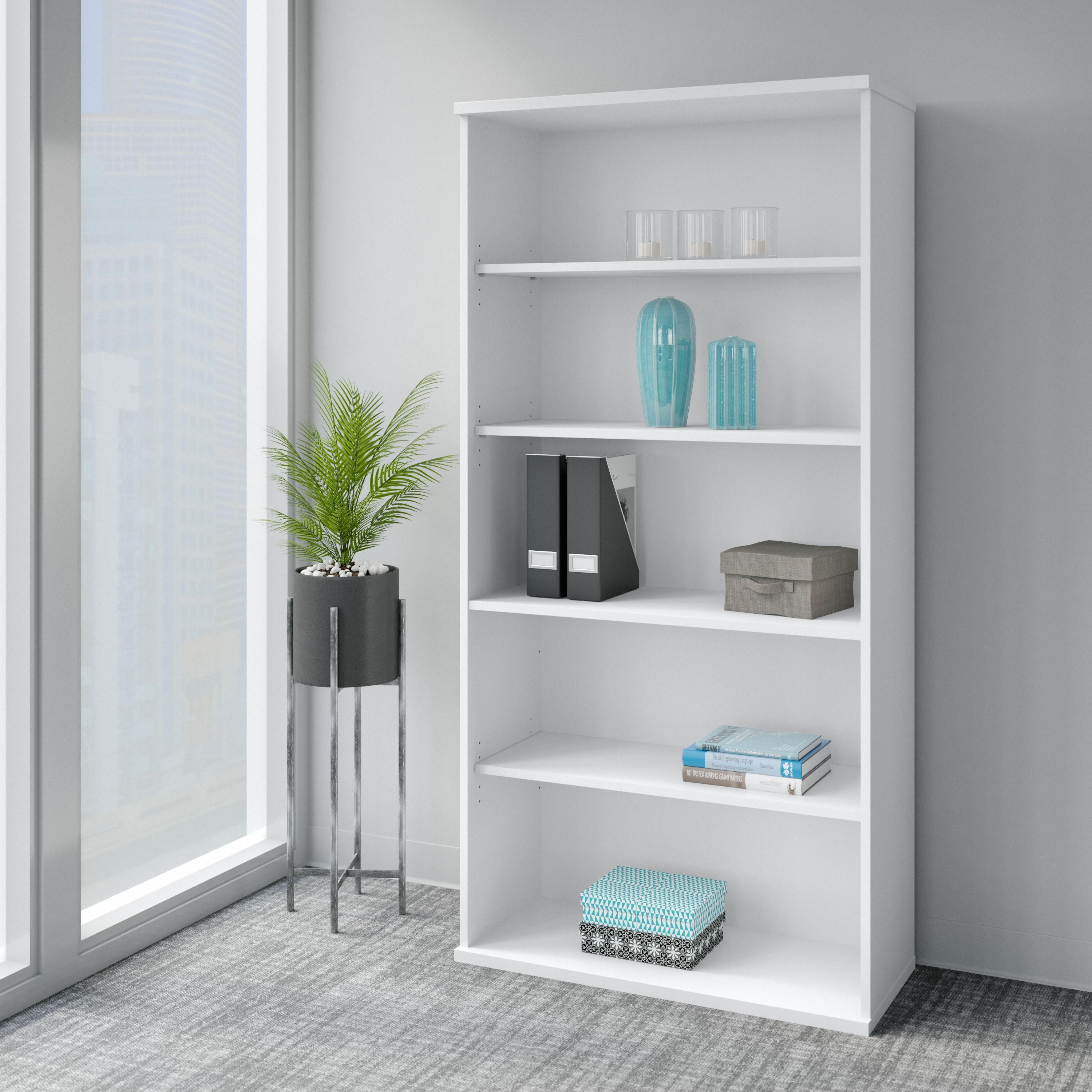 Shop Bush Business Furniture Easy Office 5 Shelf Bookcase 01 EO105WH #color_white
