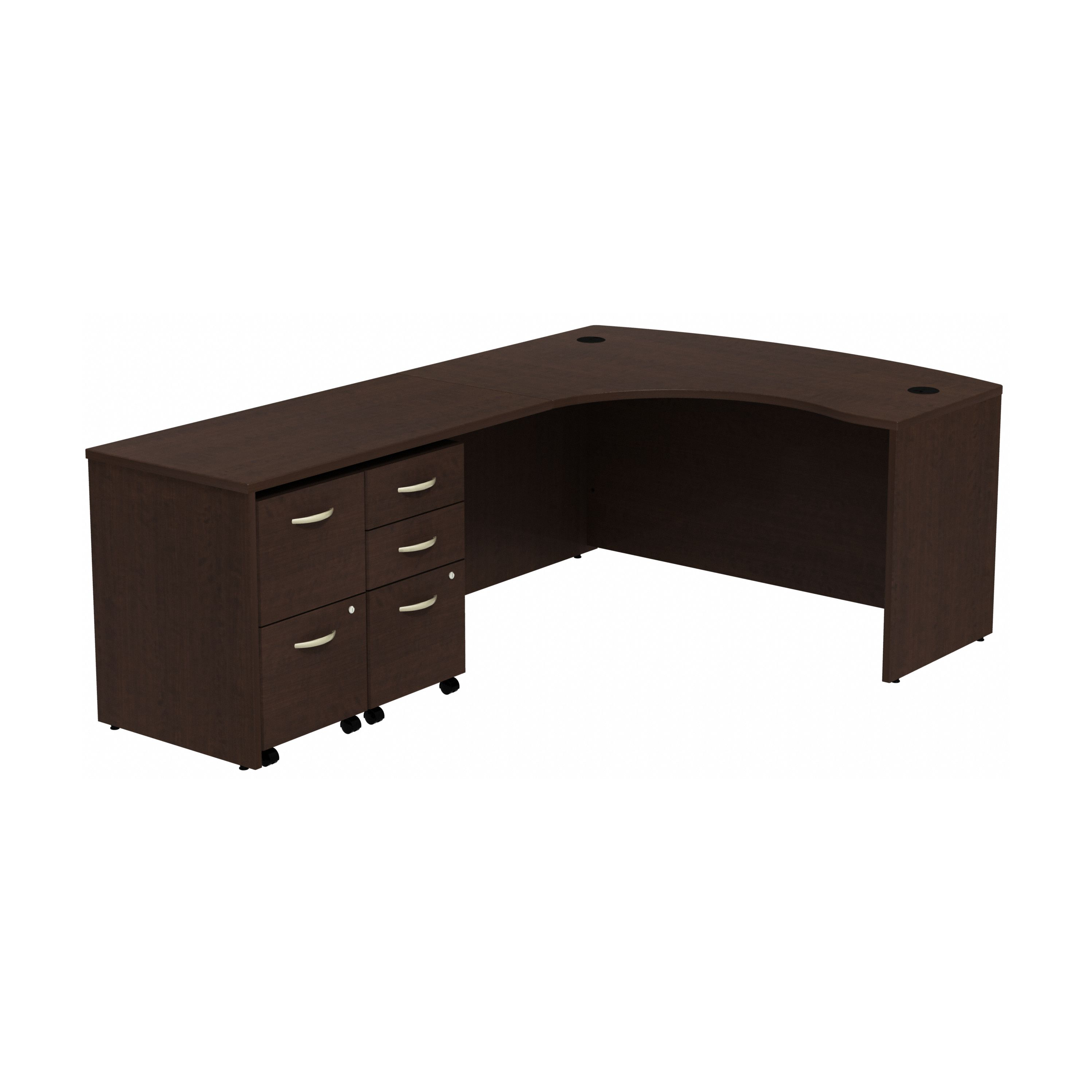 Shop Bush Business Furniture Series C Bow Front Left Handed L Shaped Desk with 2 Mobile Pedestals 02 SRC034MRLSU #color_mocha cherry