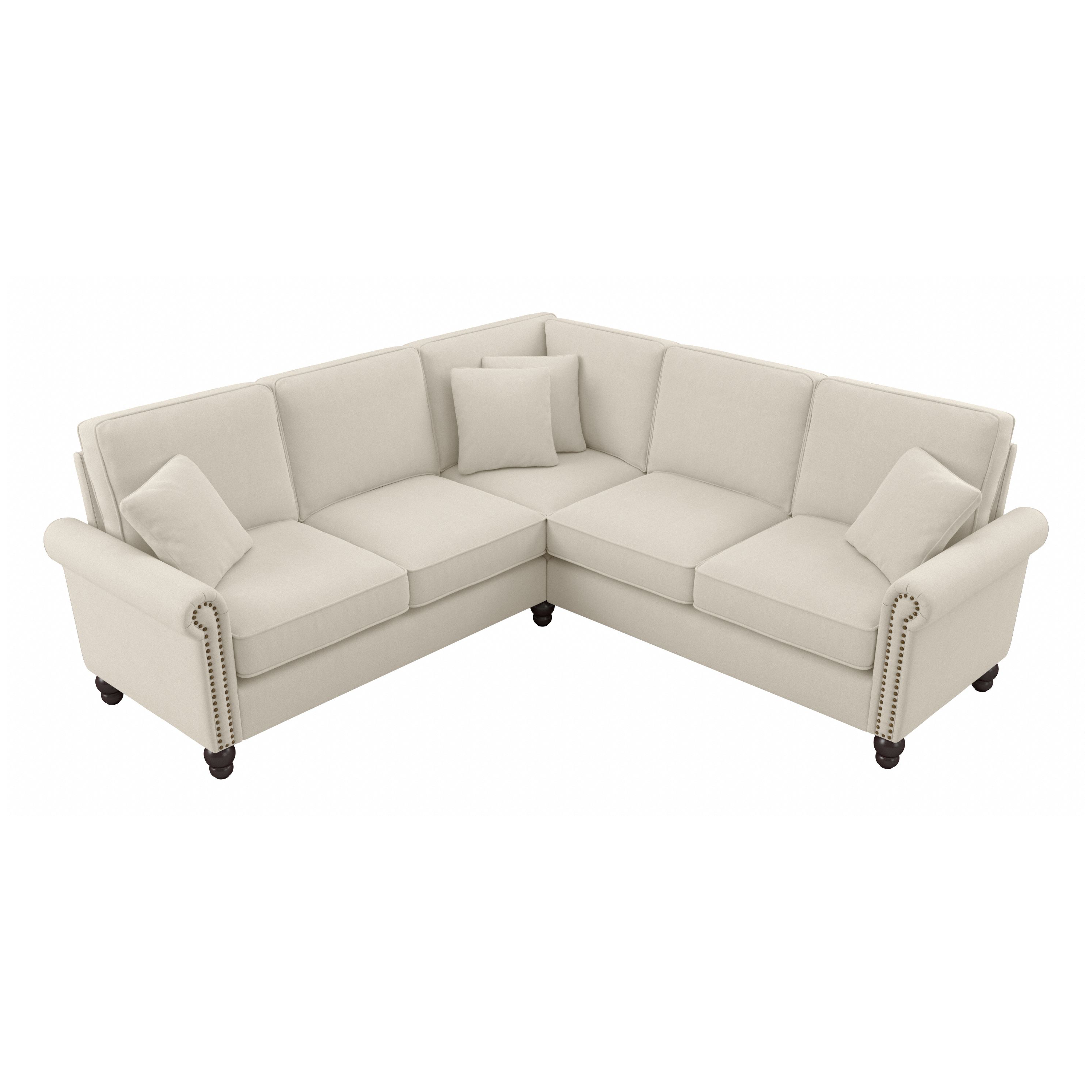Shop Bush Furniture Coventry 87W L Shaped Sectional Couch 02 CVY86BCRH-03K #color_cream herringbone fabric