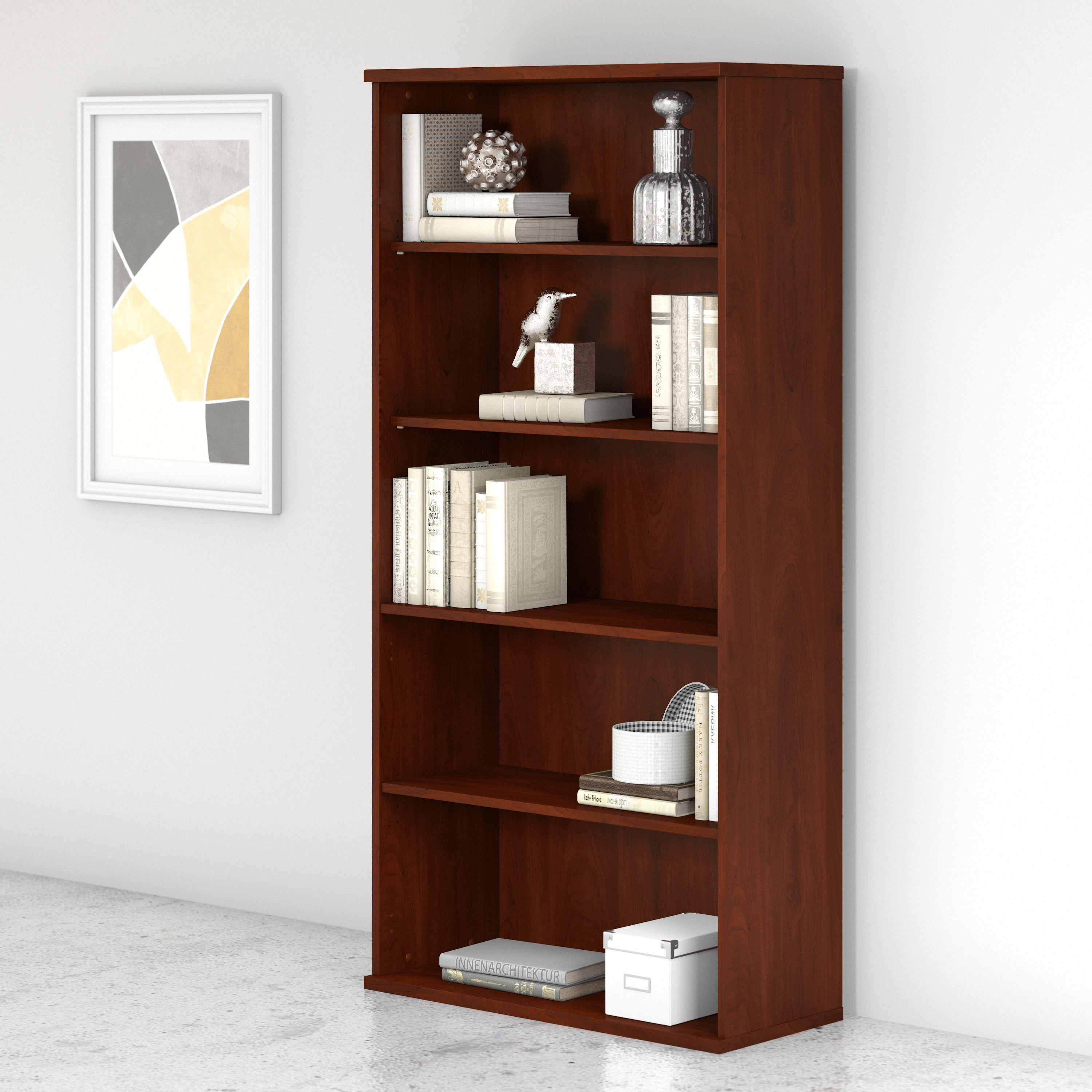 Shop Bush Business Furniture Studio C Tall 5 Shelf Bookcase 01 SCB136HC-Z #color_hansen cherry