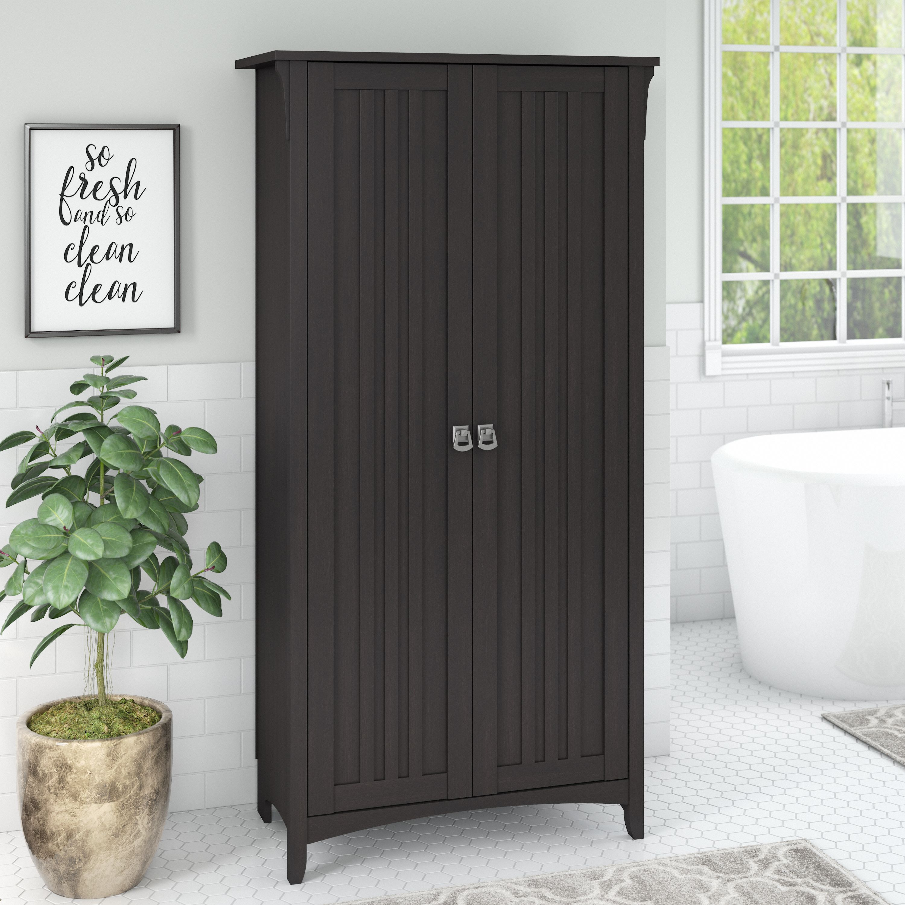 Shop Bush Furniture Salinas Bathroom Storage Cabinet with Doors 01 SAL015VB #color_vintage black