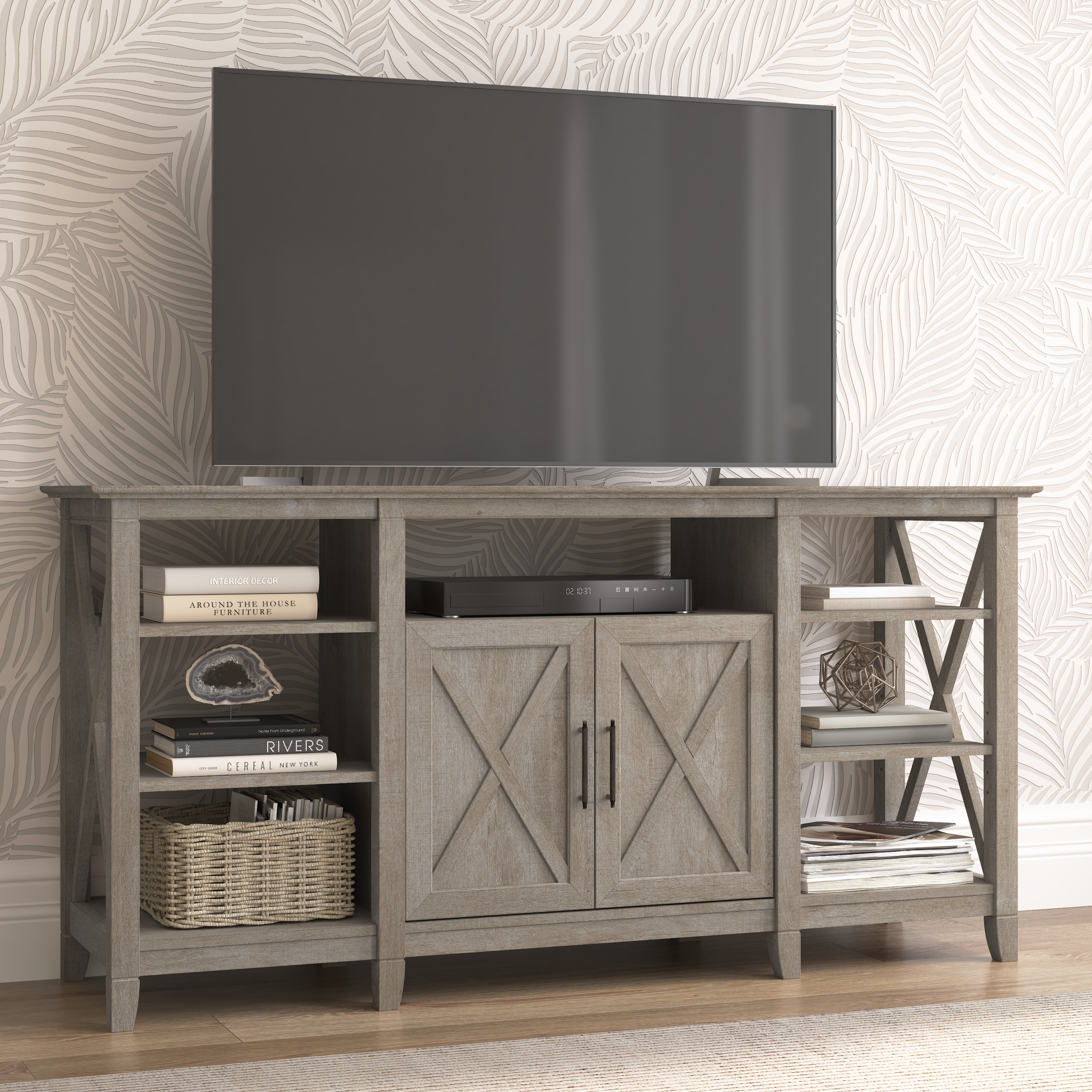 Shop Bush Furniture Key West Tall TV Stand for 65 Inch TV 01 KWV160WG-03 #color_washed gray