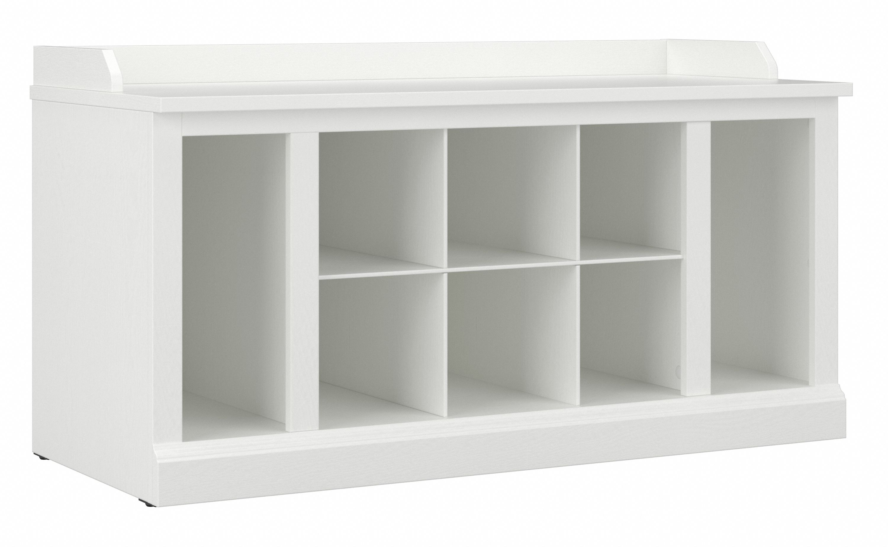 Shop Bush Furniture Woodland 40W Shoe Storage Bench with Shelves 02 WDS240WAS-03 #color_white ash